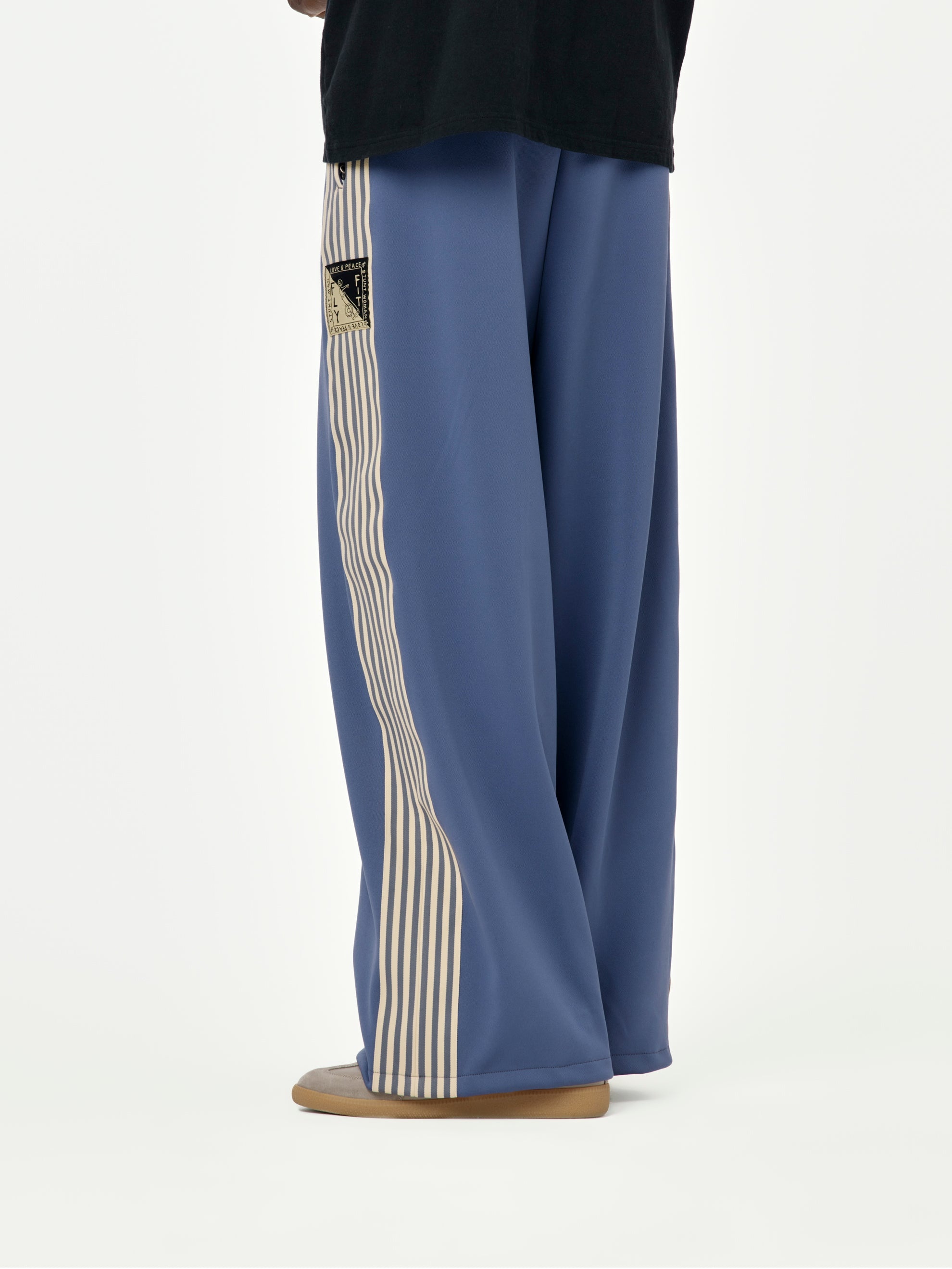 SMOOTH JERSEY STANTMAN&WOMAN BAGGY TRUCK PANTS (BANNER STRIPE) (PURPLE) - 3