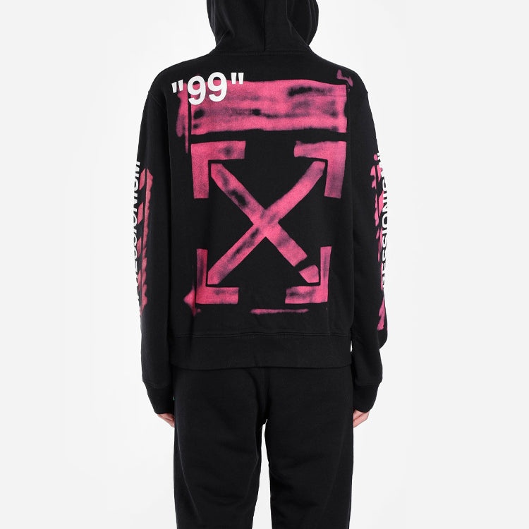 Off-White Stencil Arrow Hooded Sweatshirt 'Black' OMBB034R190030151028 - 4