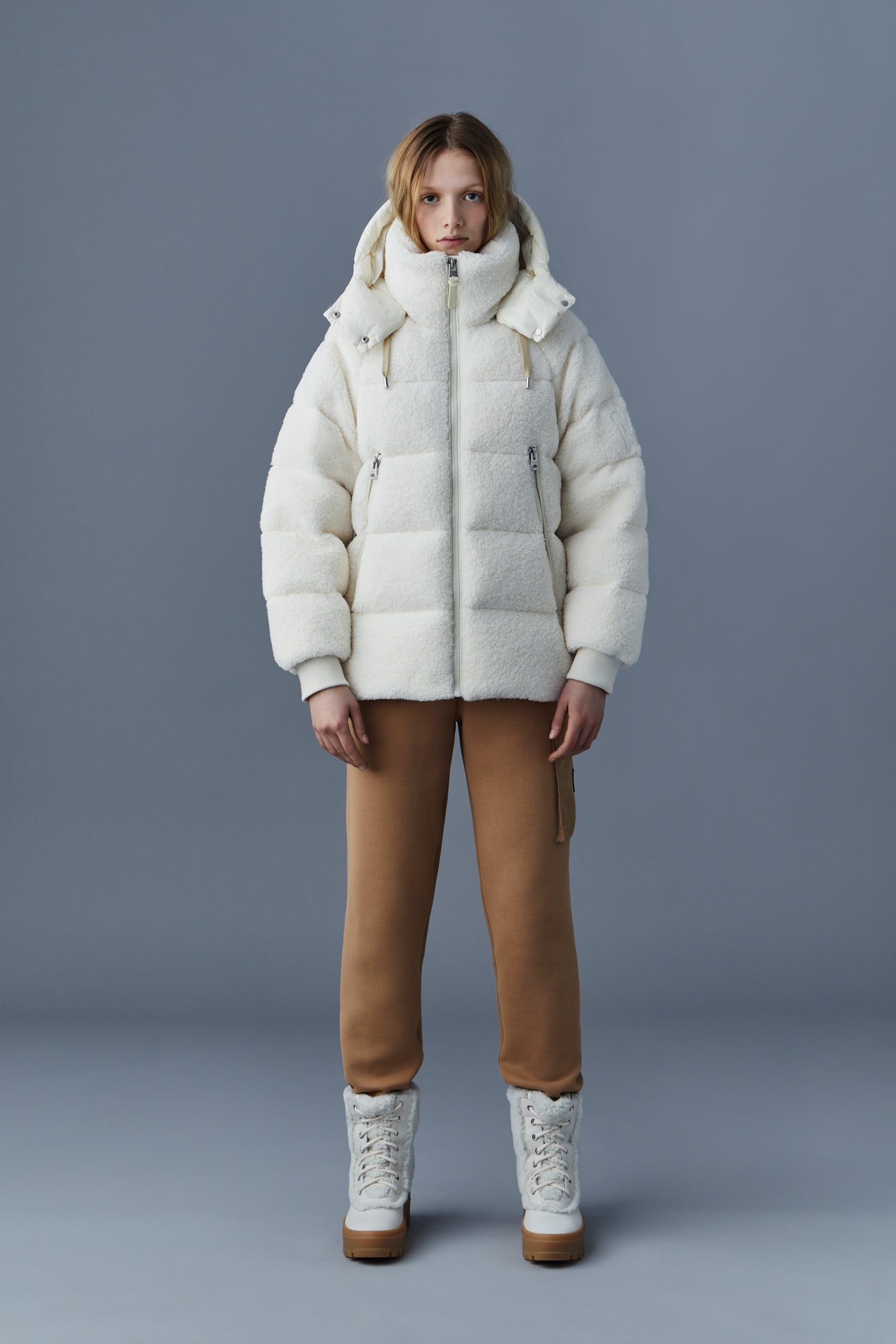 MACKAGE EDANA teddy down puffer jacket with removable hood MACKAGE EDANA teddy down puffer jacket with removable hood