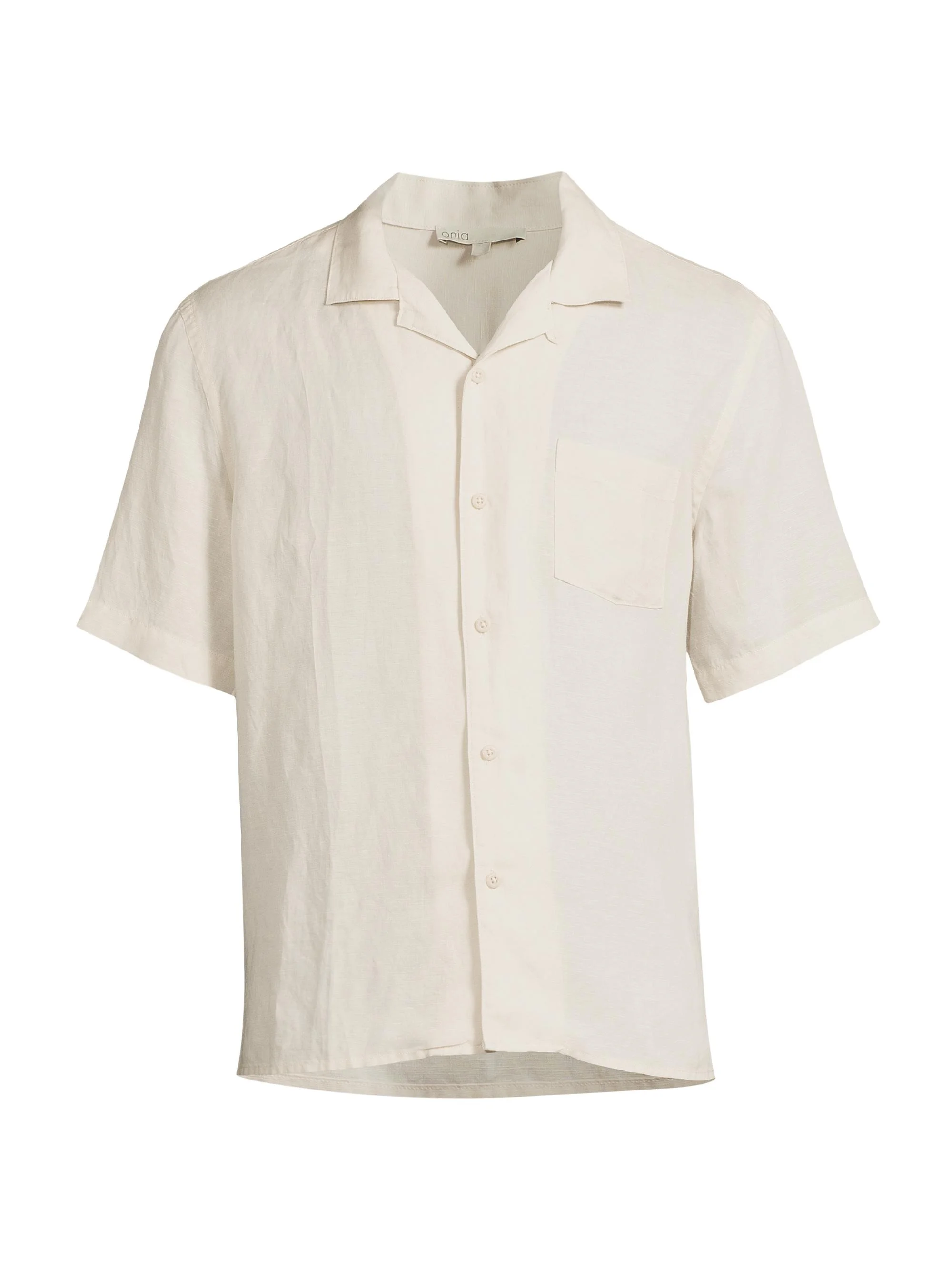 Men's Linen-Blend Camp Shirt - Stone - 1