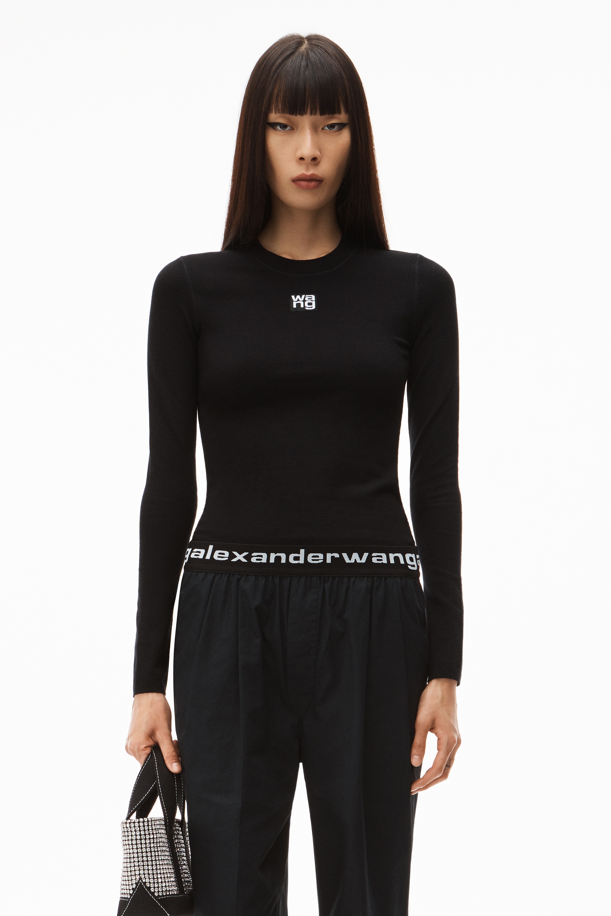 LOGO PATCH CREWNECK TOP IN BODYCON KNIT - 2