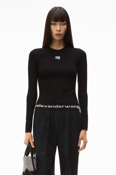 Alexander Wang LOGO PATCH CREWNECK TOP IN BODYCON KNIT outlook