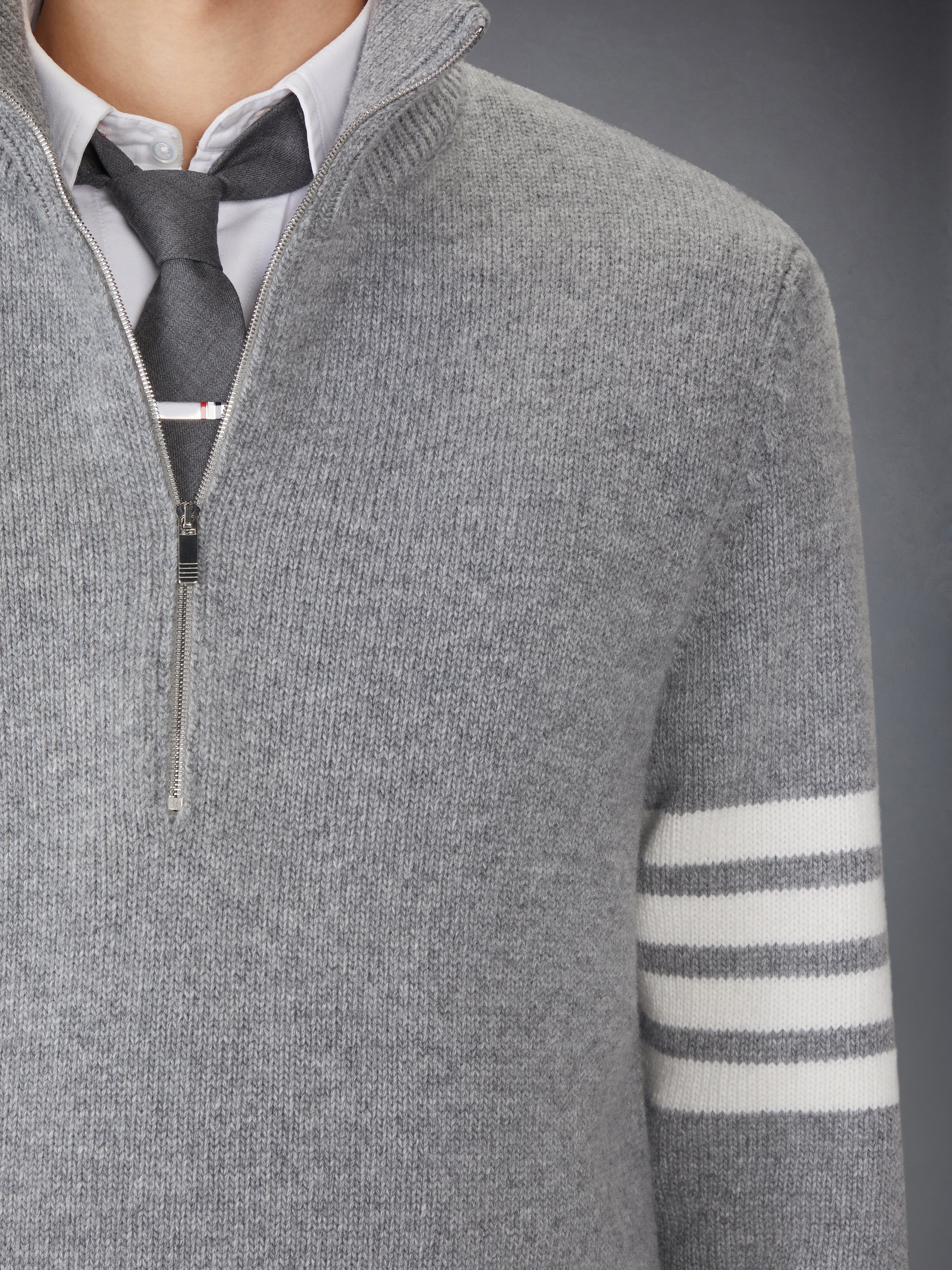 MERINO WOOL 4-BAR FUNNEL NECK PULLOVER - 7