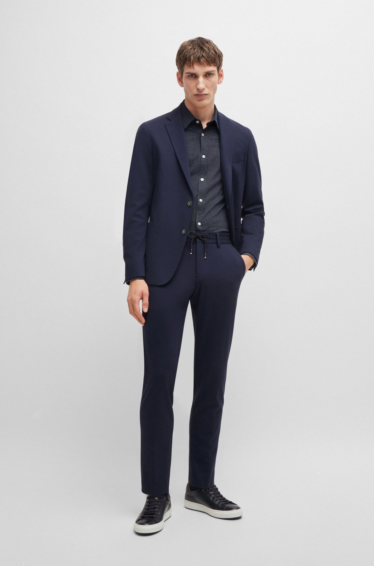 SLIM-FIT SHIRT IN STRUCTURED COTTON JERSEY - 4