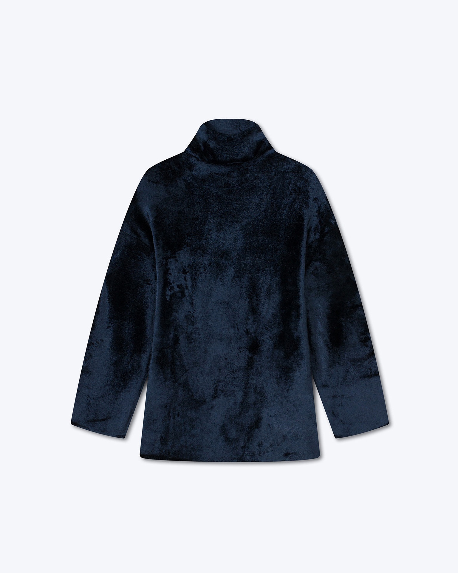 CARESA - Velour knit funnel neck top - Navy - 1