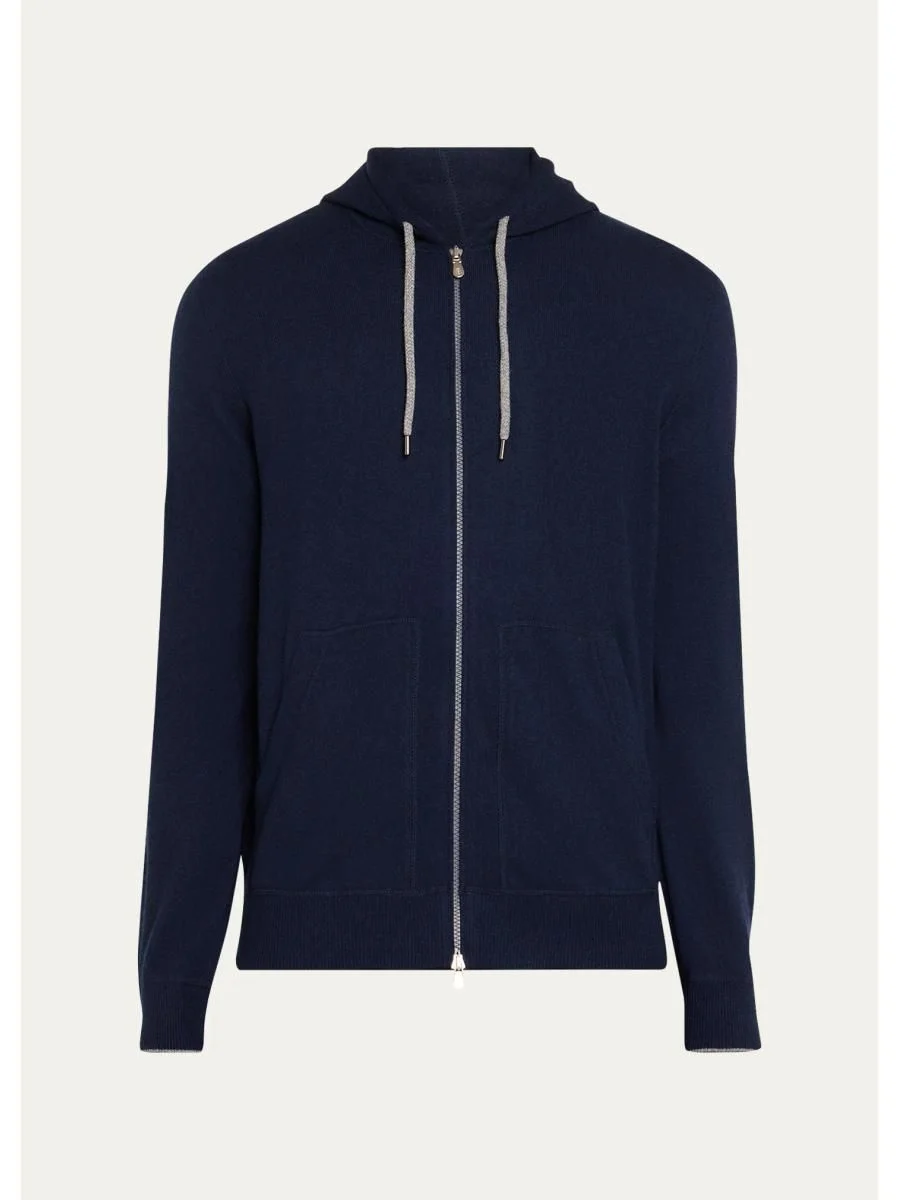 Men's Cashmere Zip-Front Hoodie - 1