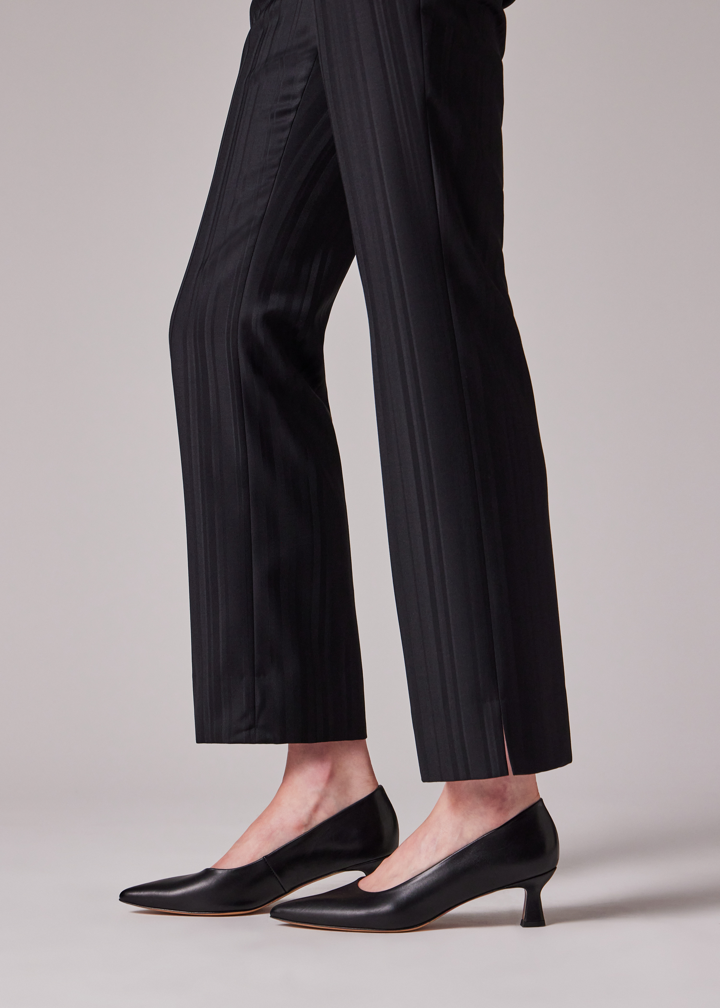Women's Black 'Tonal Stripe' Tux Suit - 6