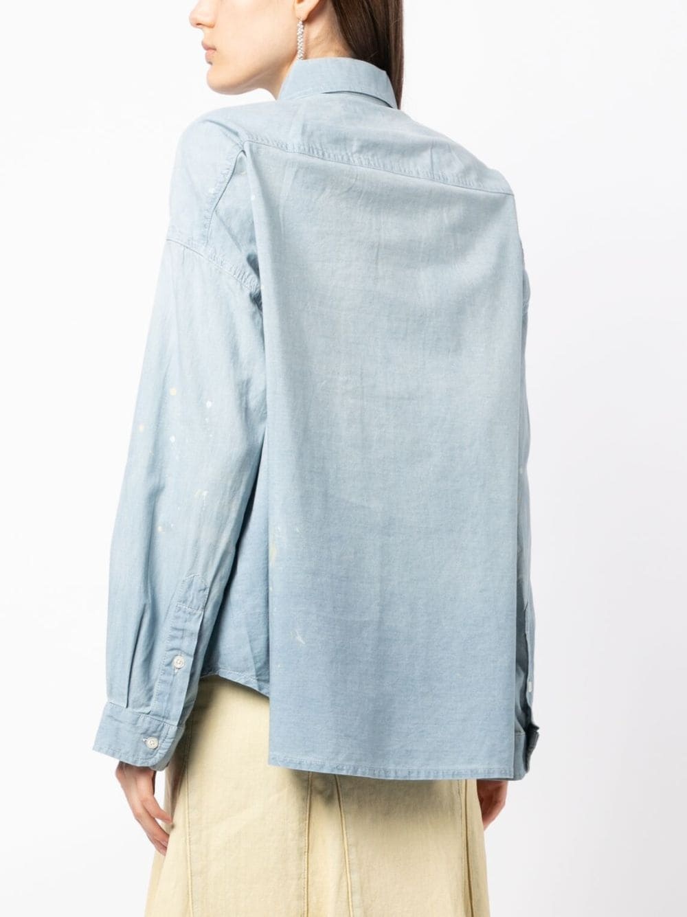 paint-splatter chambray shirt - 4