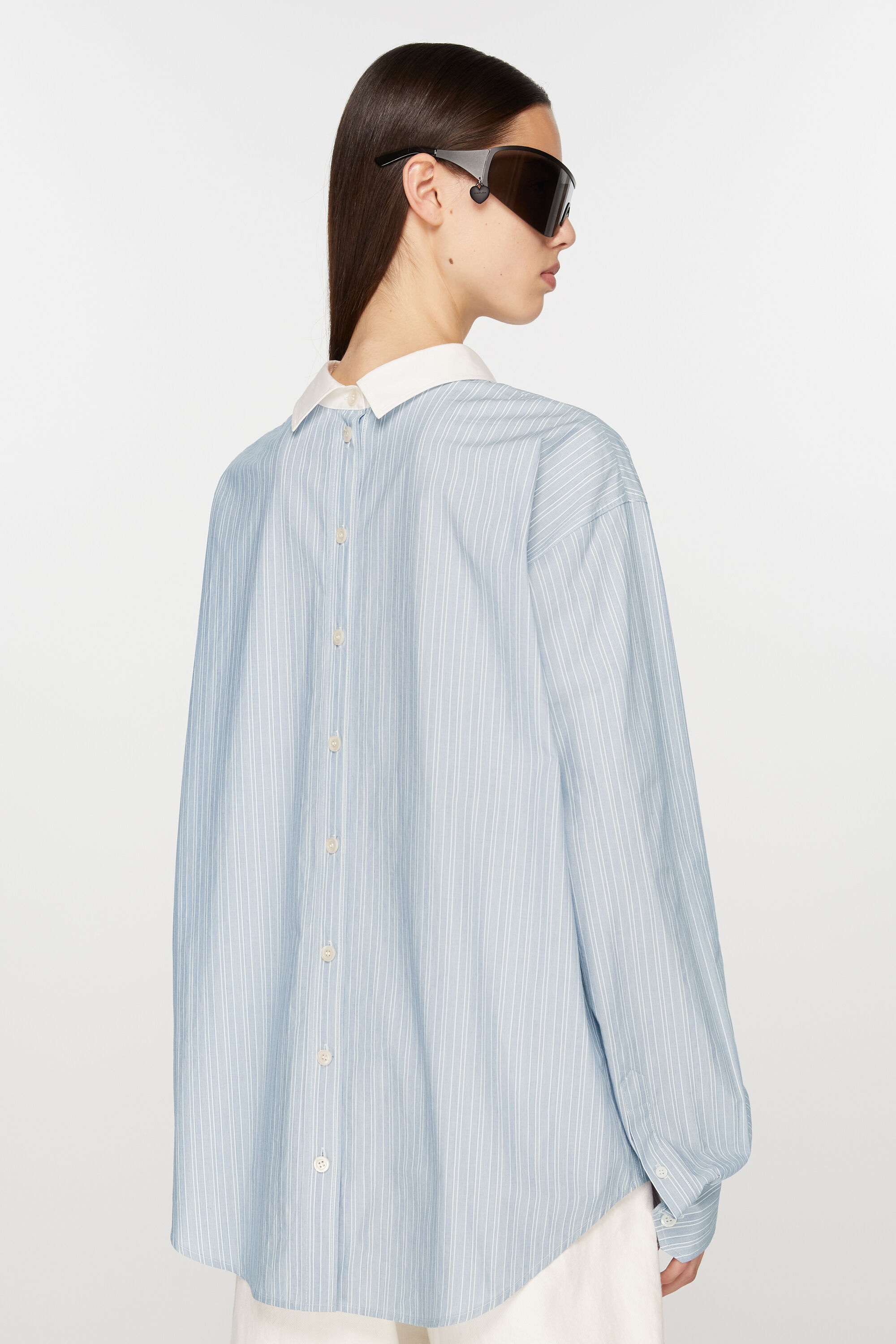 Stripe button-up shirt - Blue/white - 3