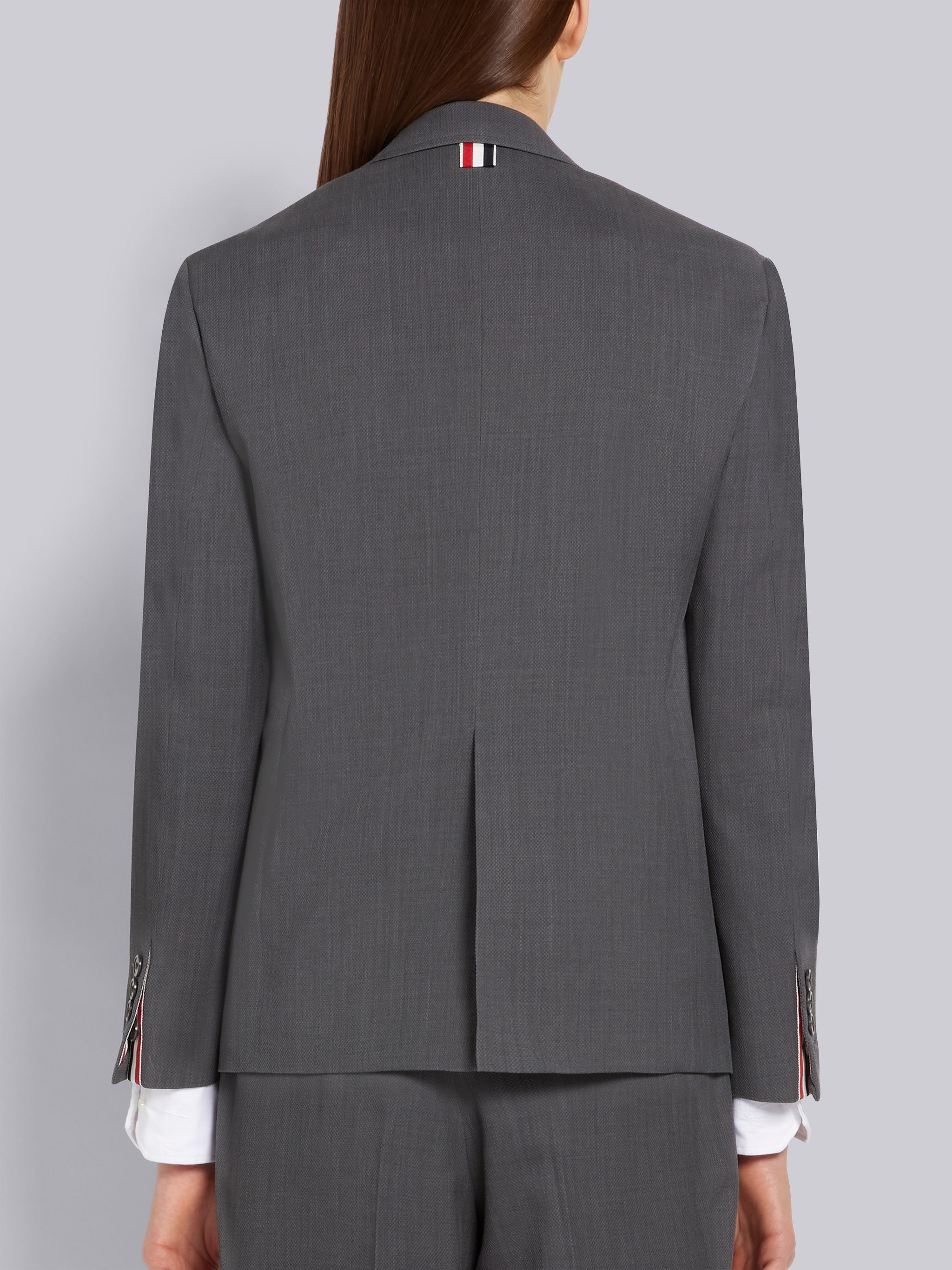 Medium Grey Wool Pique Suiting Single Vent Jacket - 3