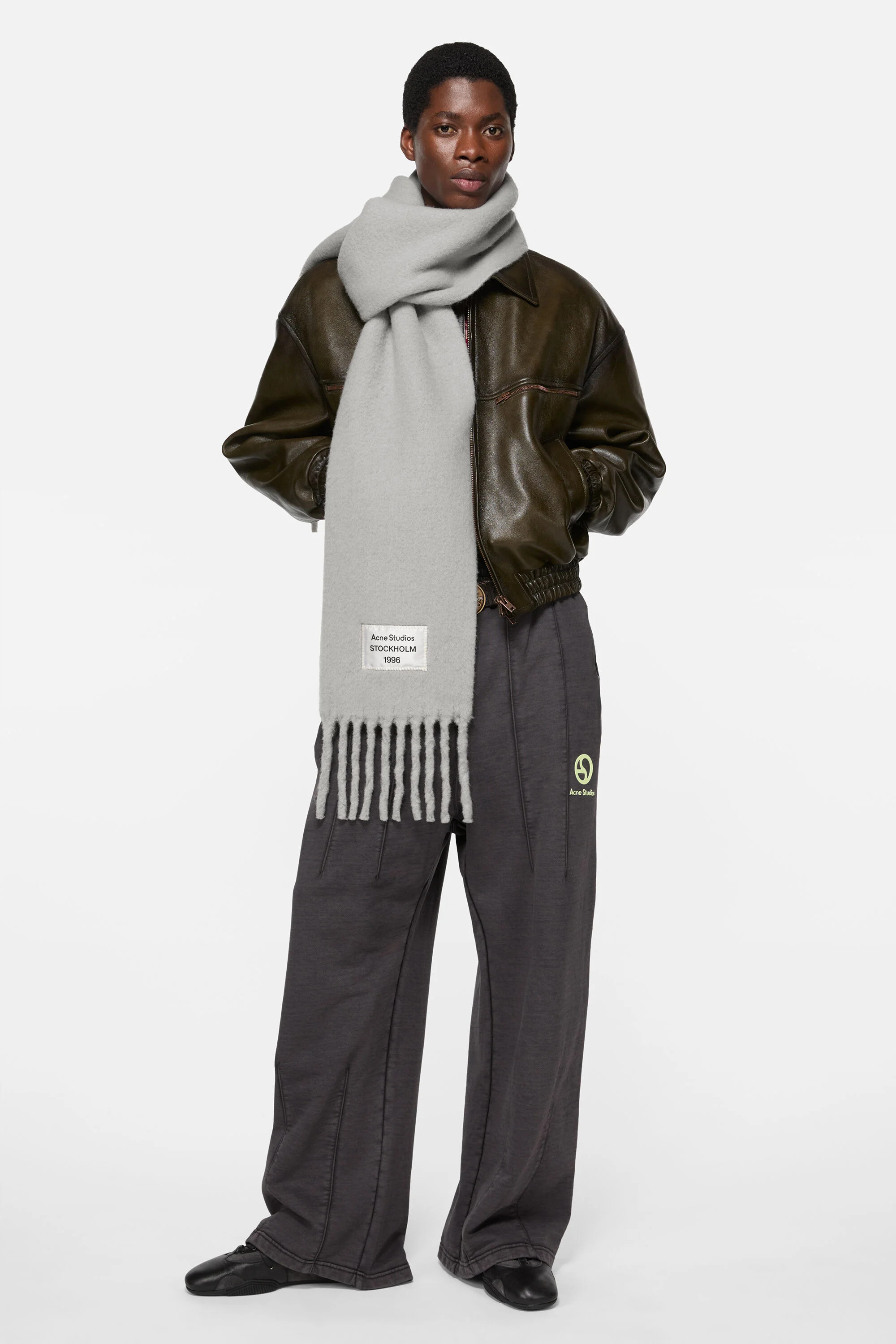 Bicolor alpaca scarf - Grey/light grey - 3