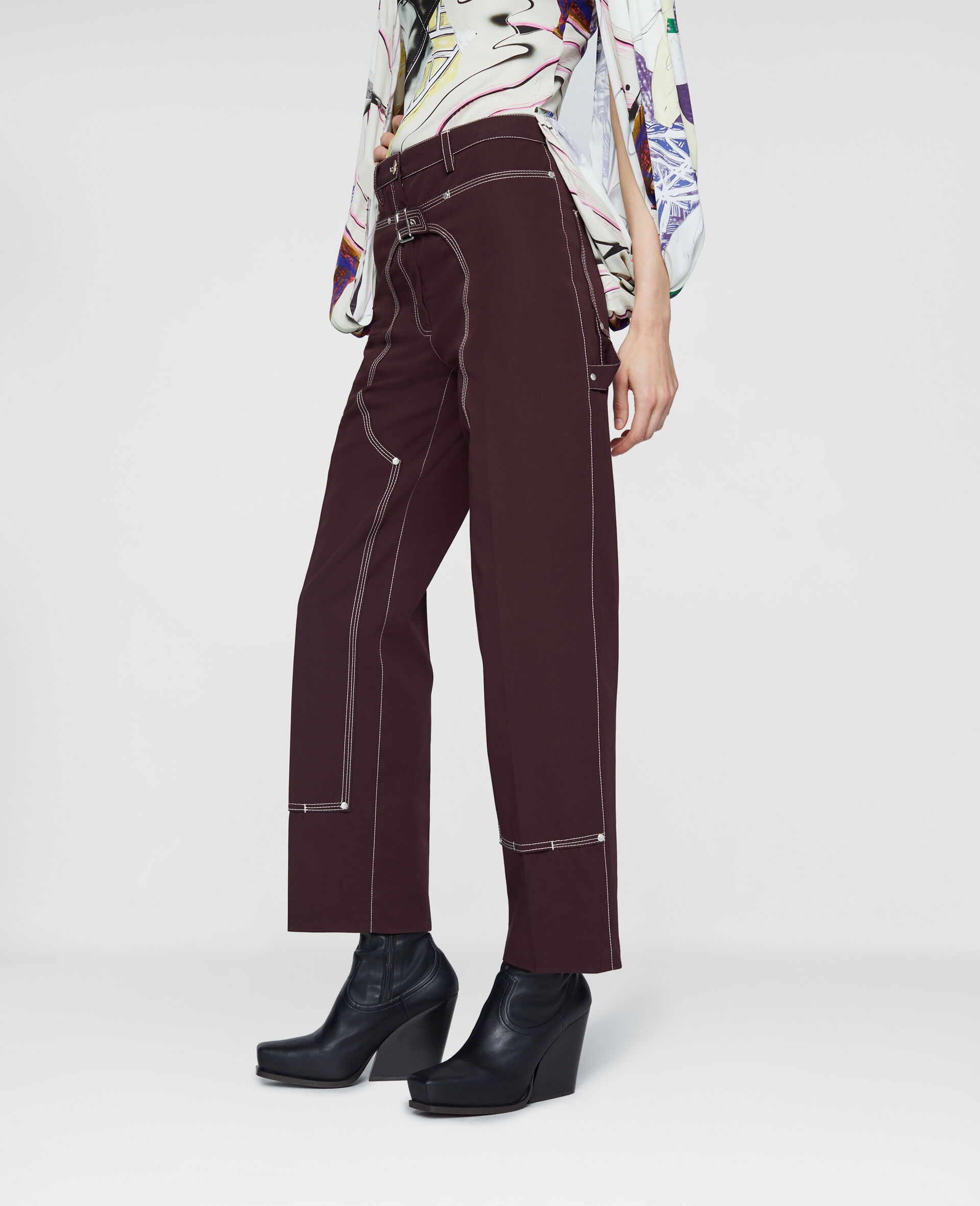 Contrast Stitch Cotton Workwear Cargo Trousers - 4
