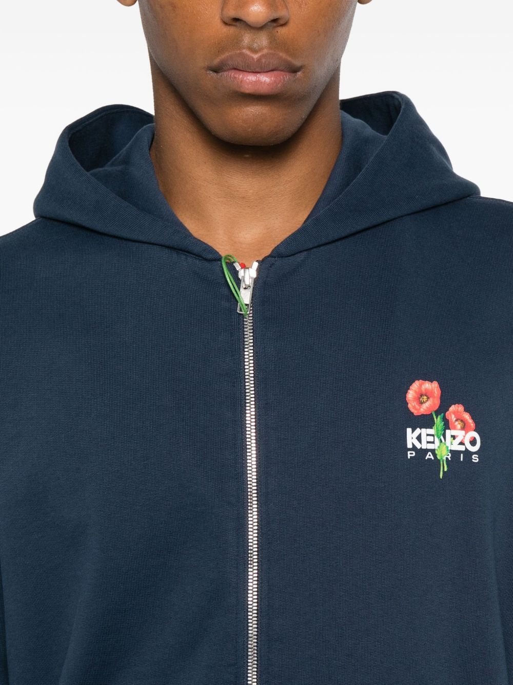 floral-embroidered zip-up hoodie - 5