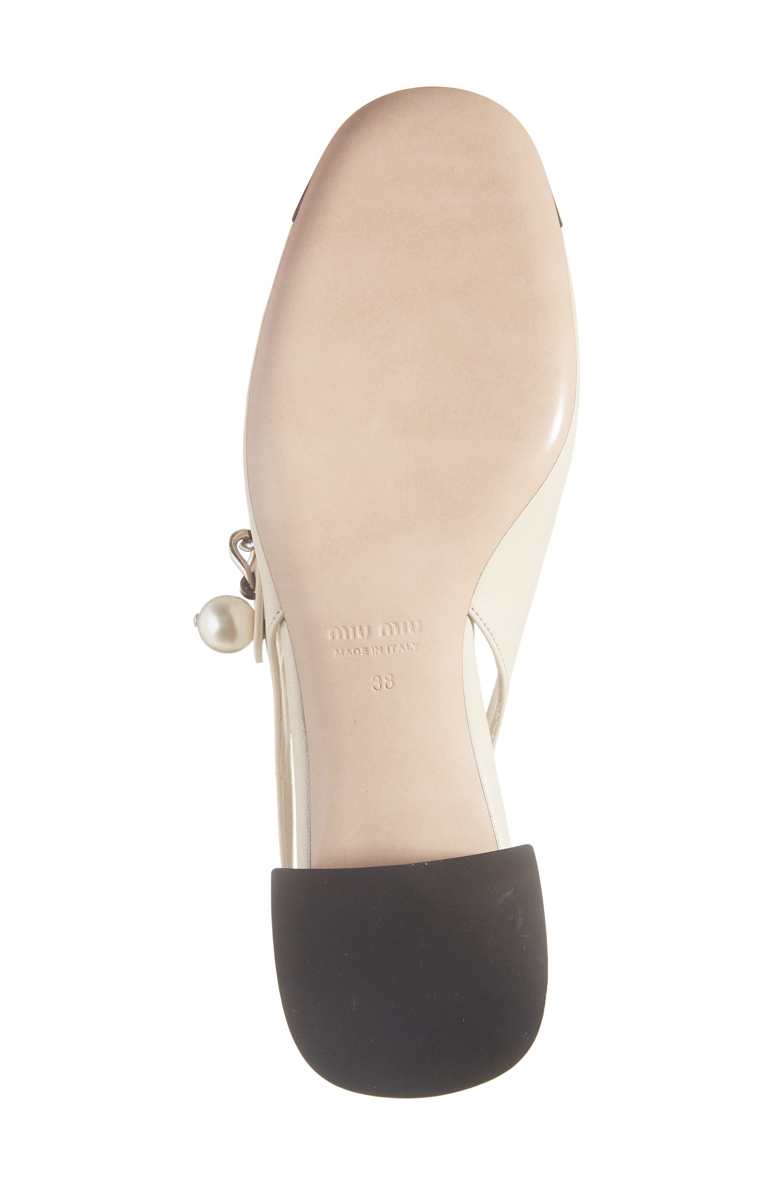 Miu Miu Chain Strap Slingback Cap Toe Pump in Avorio/Nero at Nordstrom - 6