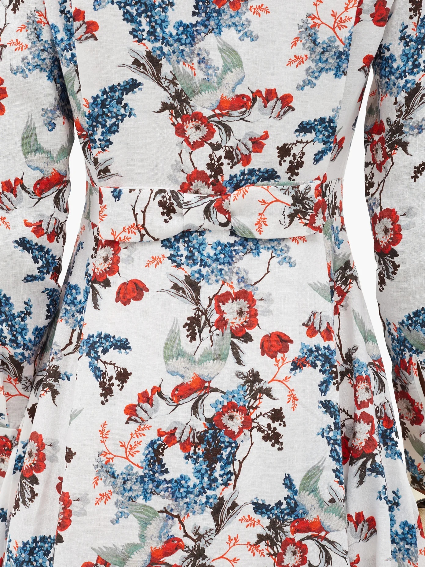 Josianne Bird Blossom-print linen midi shirt dress - 3