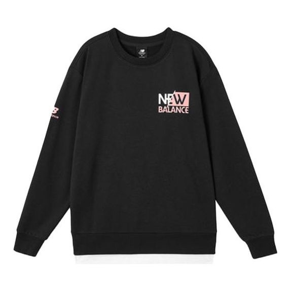 New Balance Men's New Balance Alphabet Printing Round Neck Sports Pullover Black AMT11314-BK - 1