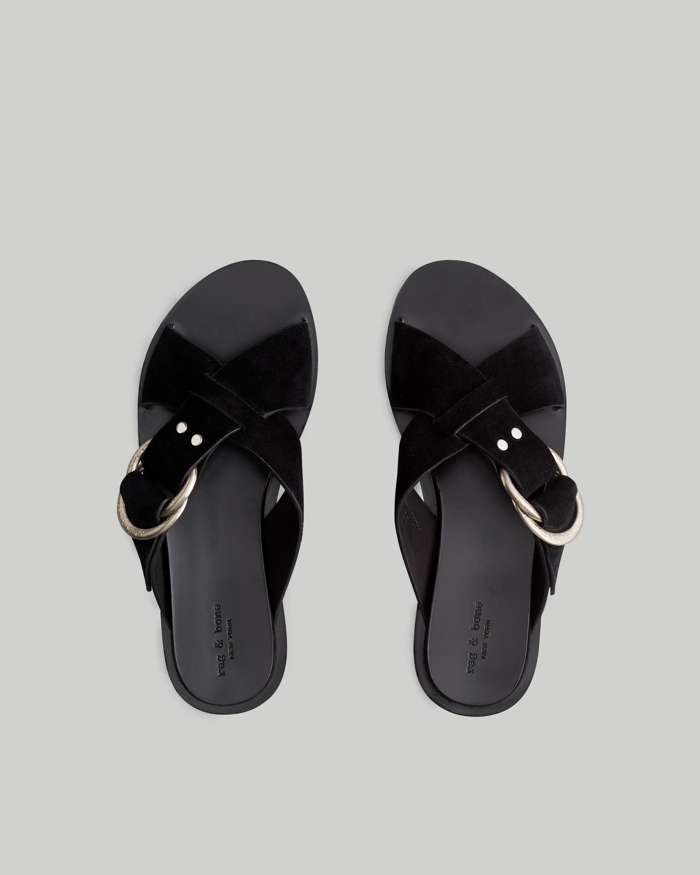rag & bone Beau Cross Strap Slide - Suede Flat Sandal