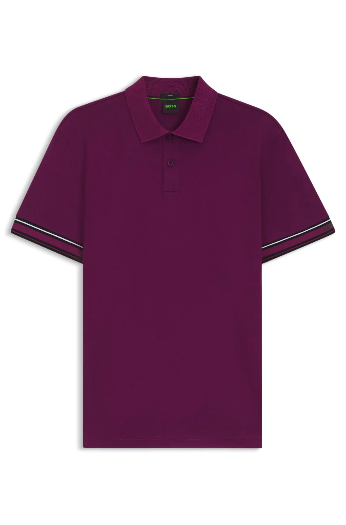 SLIM-FIT POLO SHIRT IN COTTON WITH STRIPED COLLAR - 1