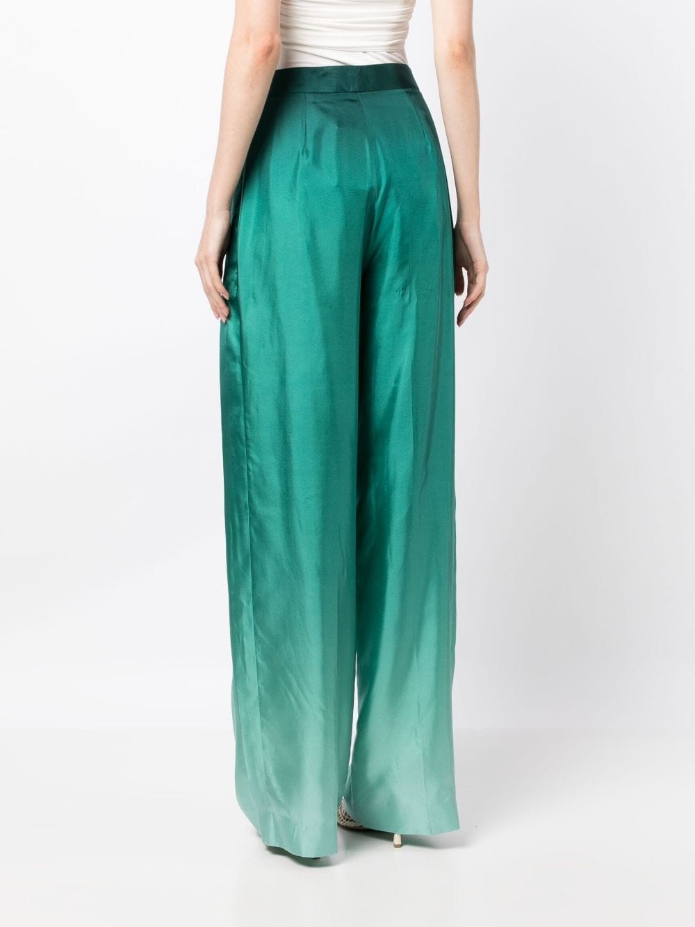 ombré-effect silk palazzo trousers - 4