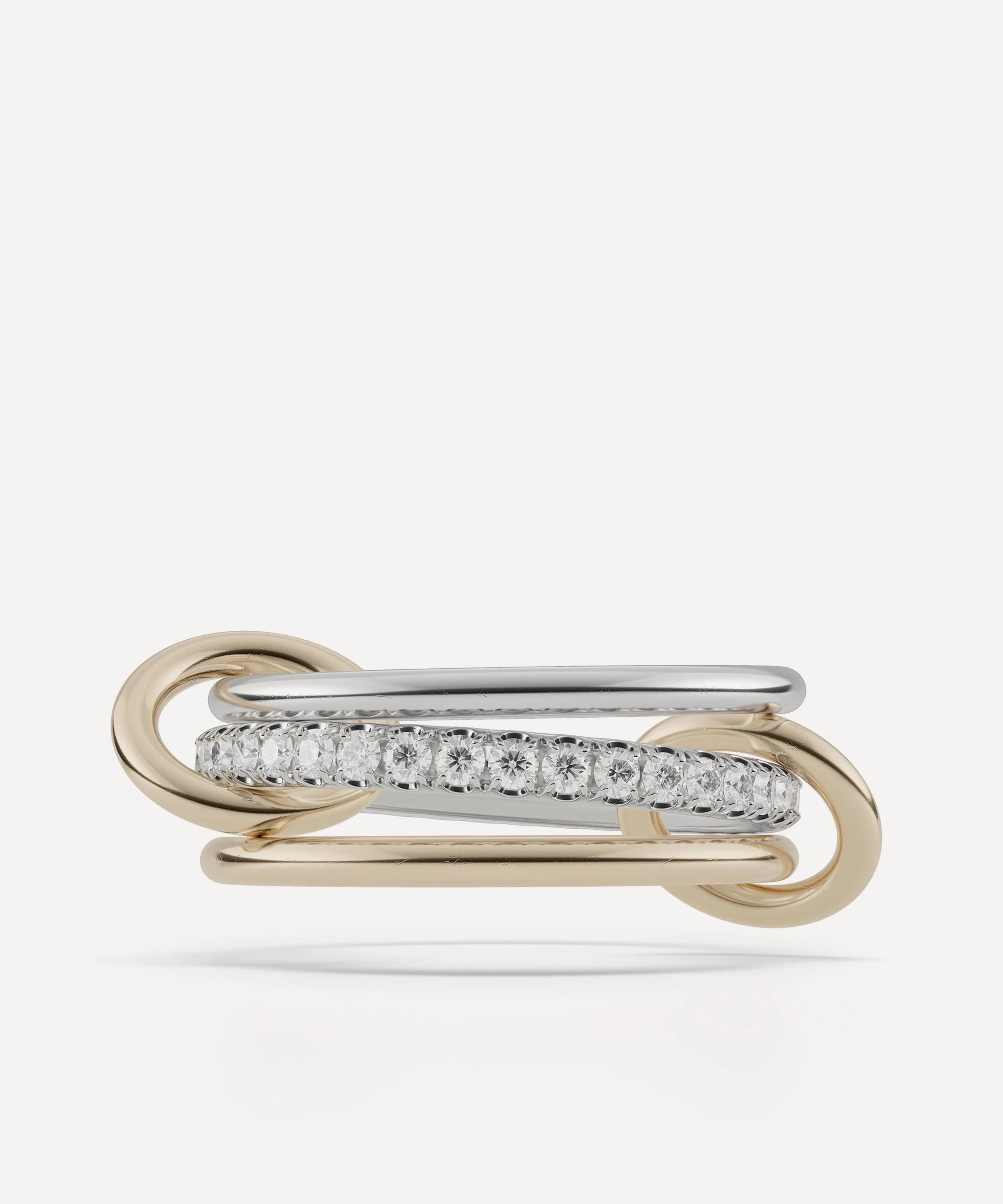 Mixed Metal Tigris Pavé Diamond Ring - 1