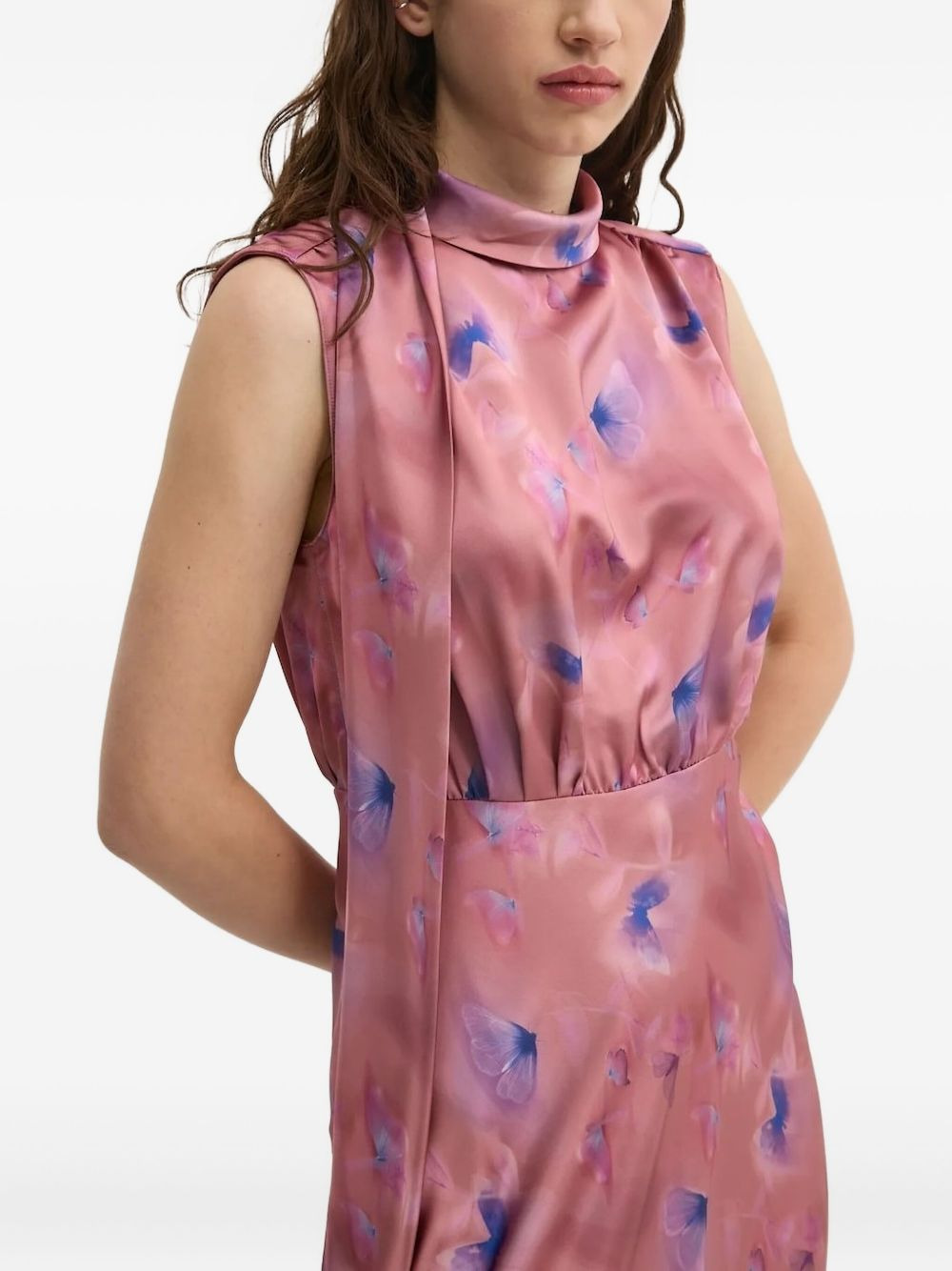 butterfly-print satin maxi dress - 3