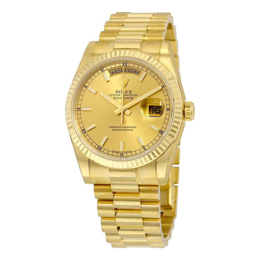 Pre-owned Rolex Day-Date Champagne Dial Men's Watch 118238CS - 1