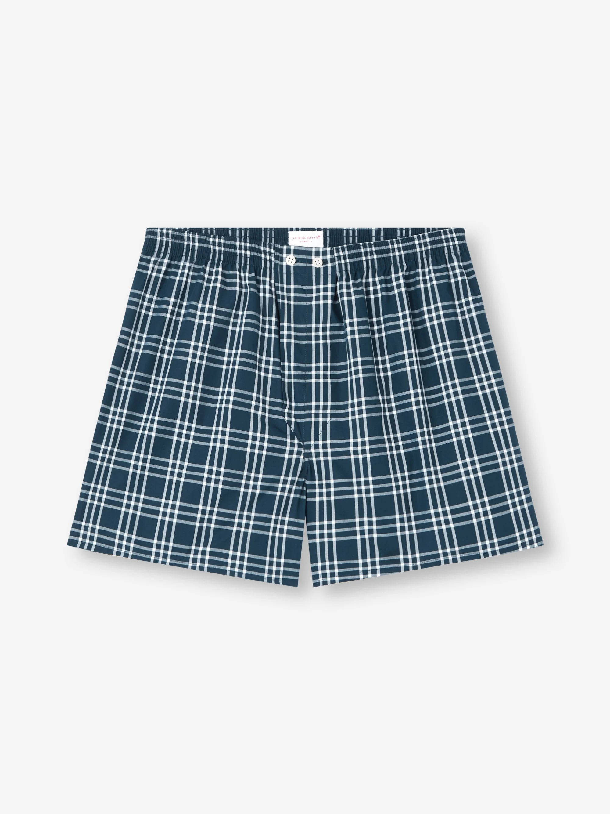 Men's Classic Fit Boxers Barker Cotton French Blue & White Check - 1