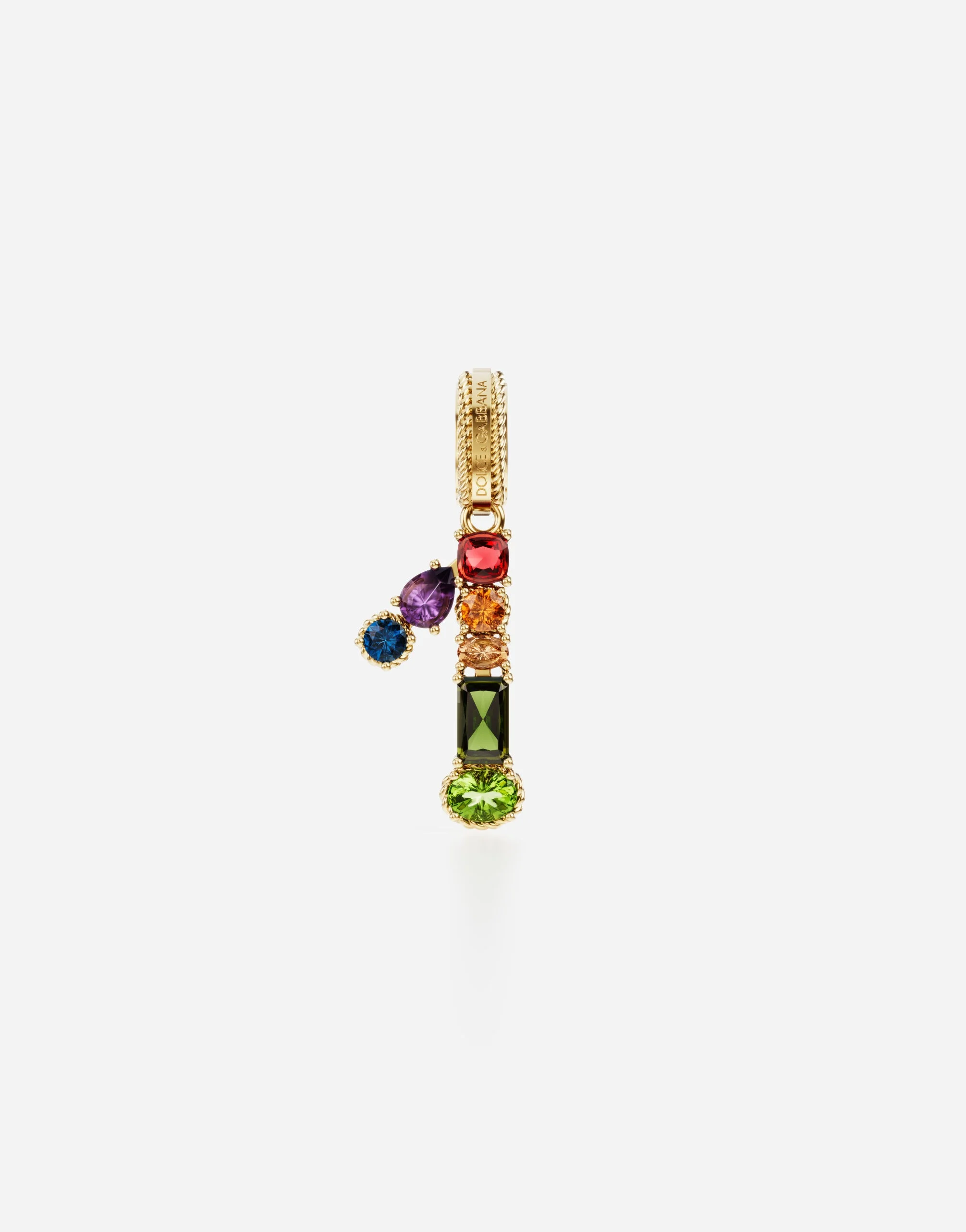 Charm 1 Lettering 18-carat yellow gold and multicolored gems - 1