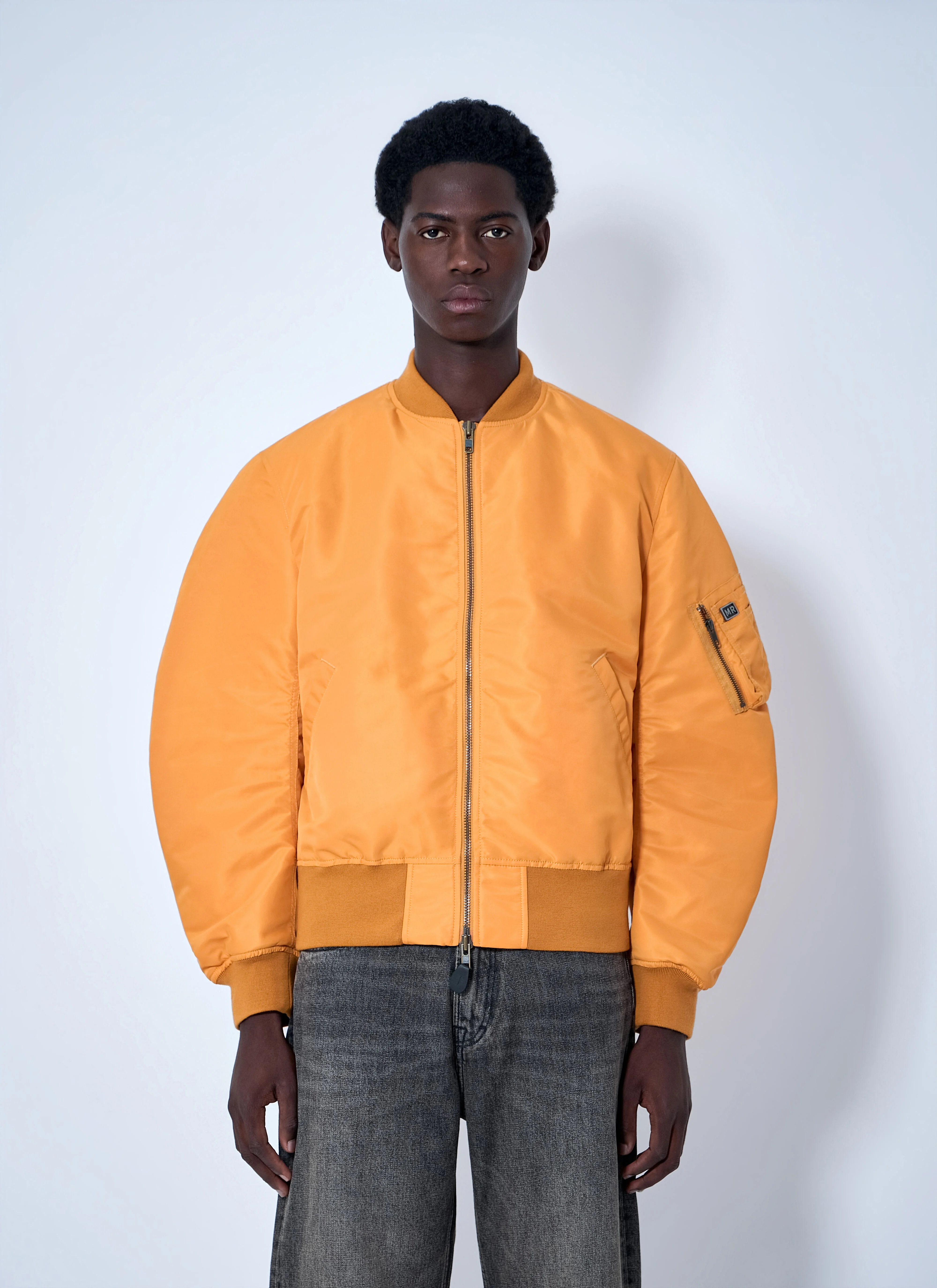 Bomber Jacket with Ribbed Trims - 1