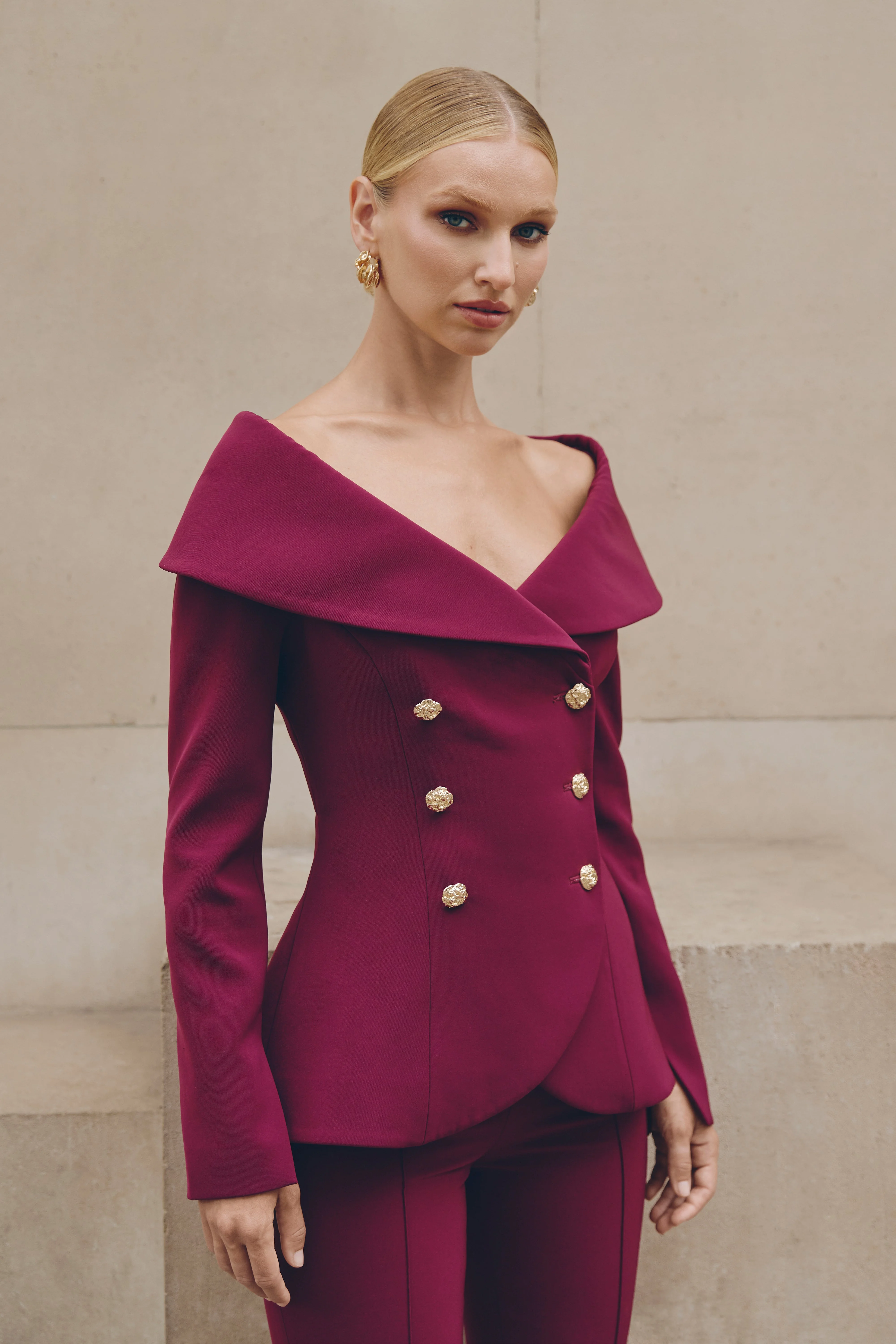 Abigail Burgundy Blazer - 1