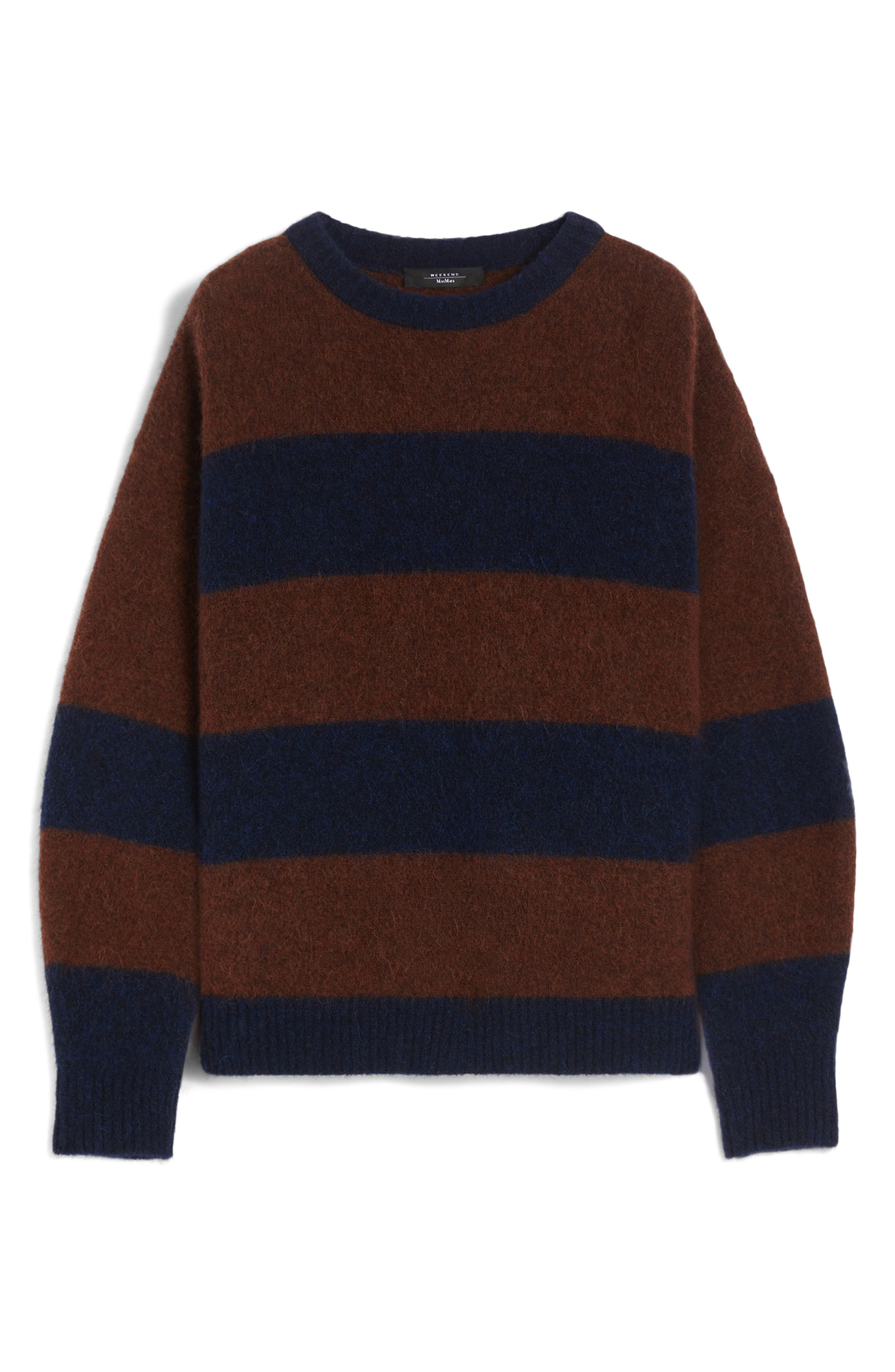 Weekend Max Mara Tuono Stripe Alpaca & Wool Blend Sweater in Wine Coloured at Nordstrom - 3