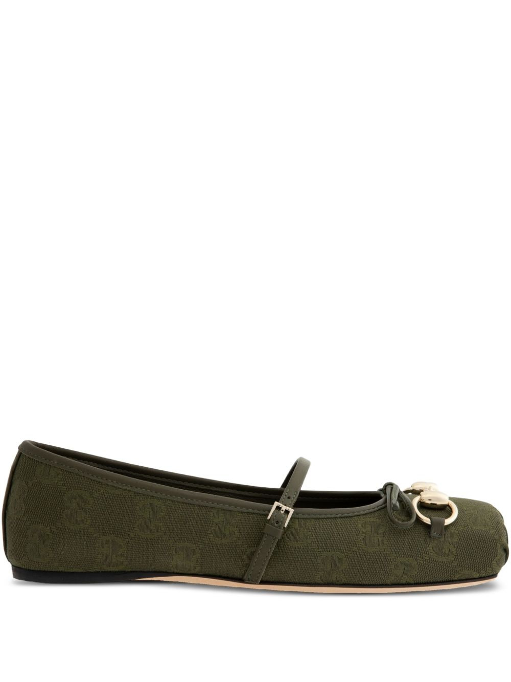horsebit GG canvas ballet flats - 1