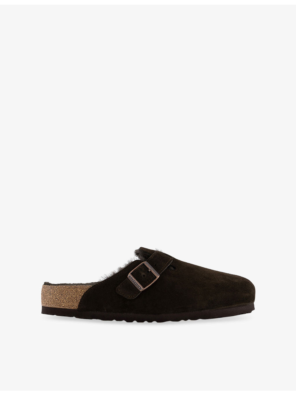 Boston logo-embossed shearling-lined suede clogs - 1