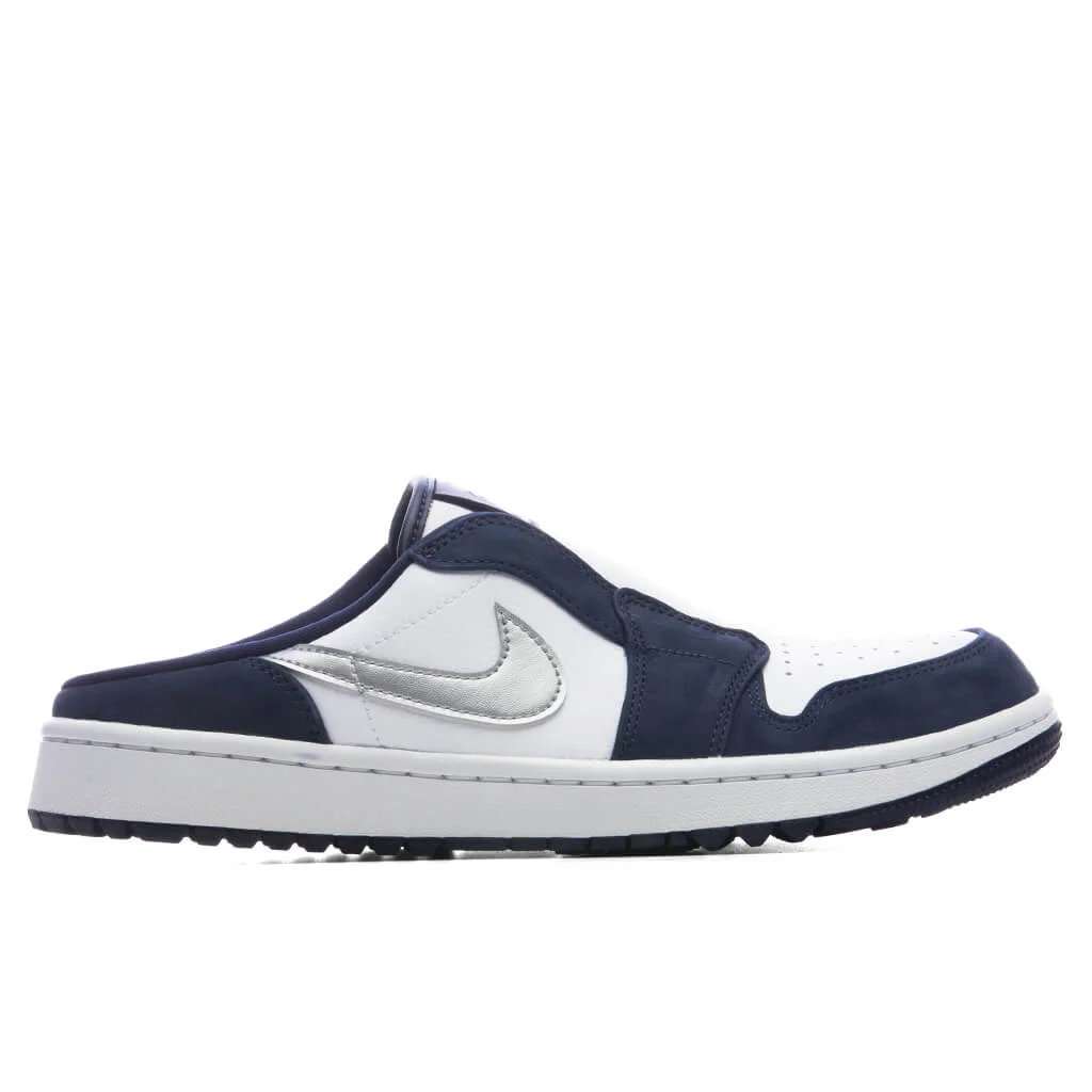 AIR JORDAN MULE - WHITE/METALLIC SILVER/MIDNIGHT NAVY - 1
