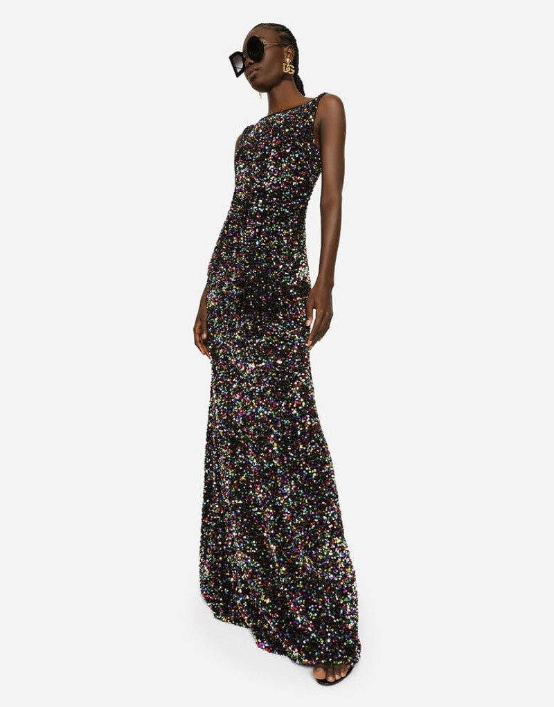Long multi-colored sequined dress 5