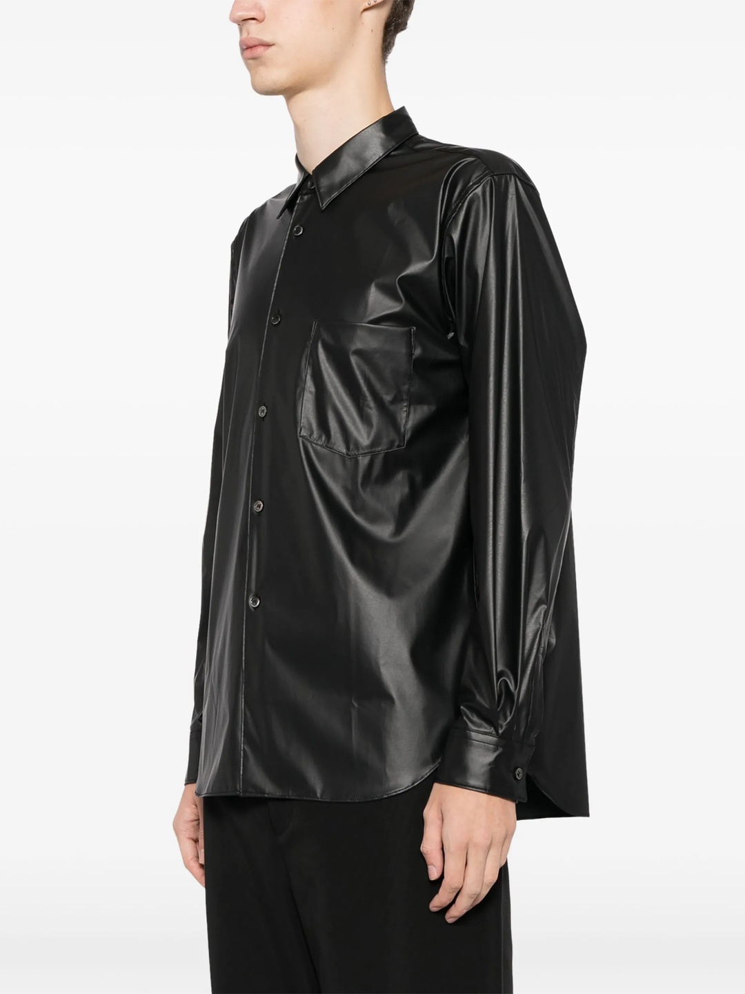 Fake Leather Thin Shirt - 3