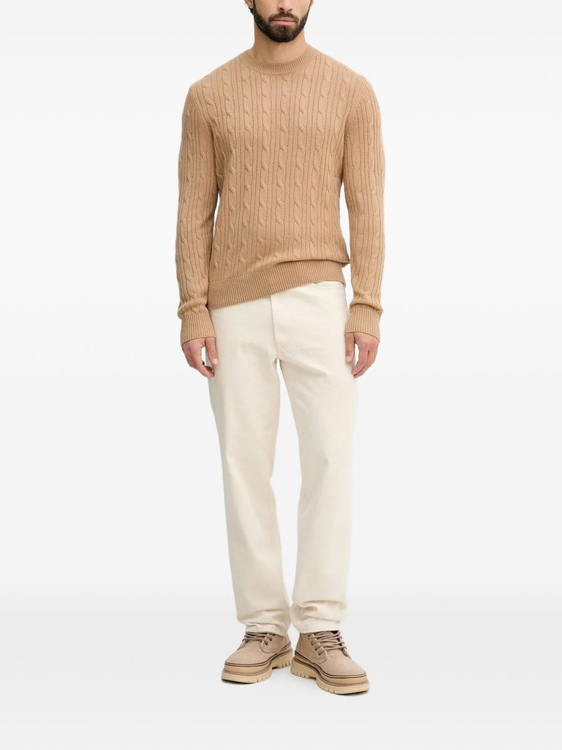 BOSS cable-knit crew-neck sweater outlook