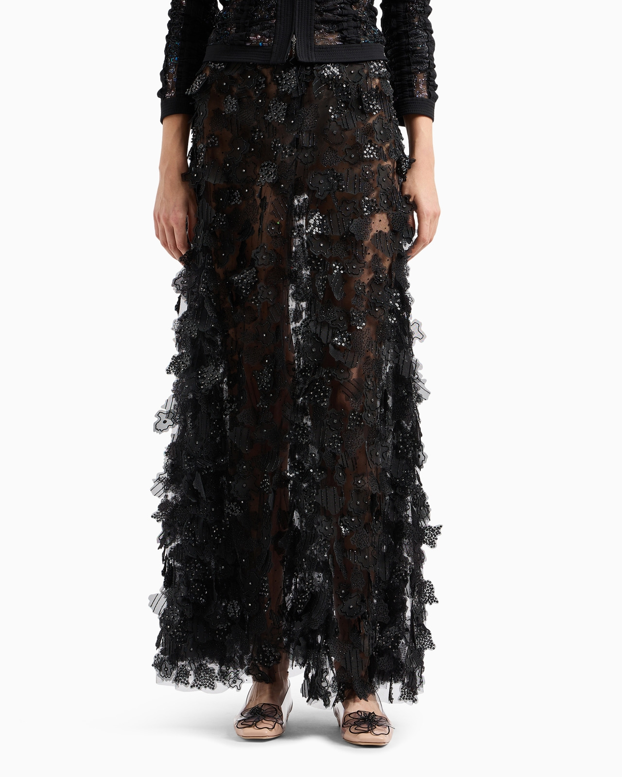 EMBROIDERED TULLE LONG SKIRT - 4
