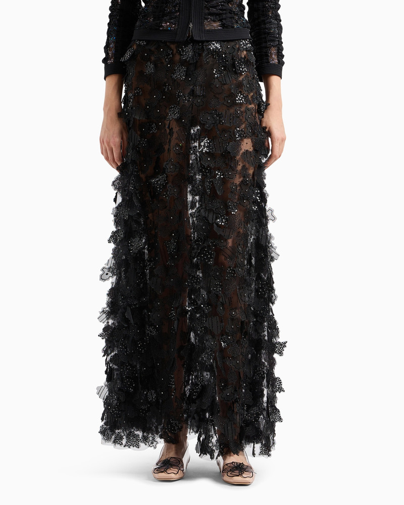 GIORGIO ARMANI EMBROIDERED TULLE LONG SKIRT outlook