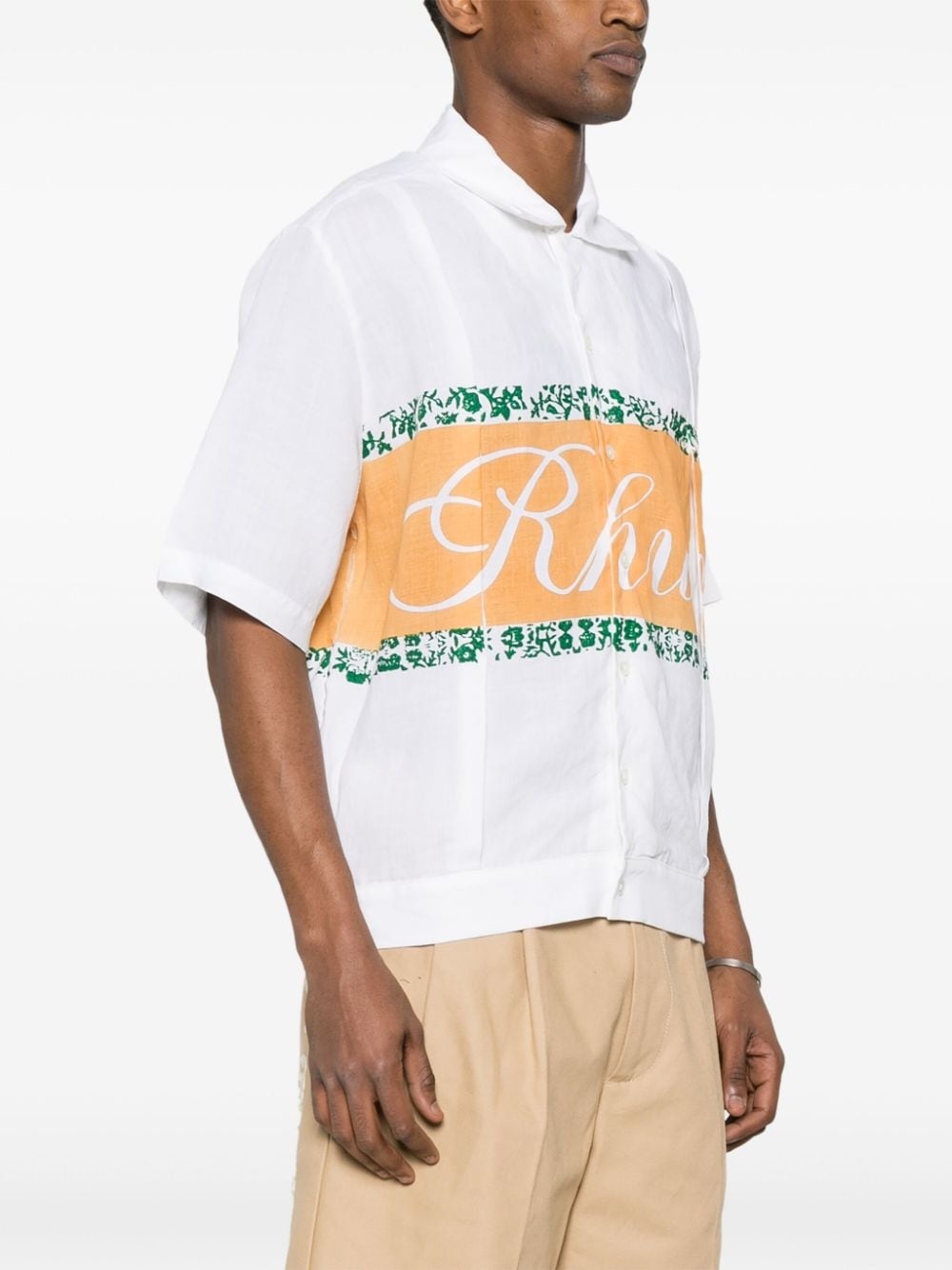 logo-print chambray shirt - 3