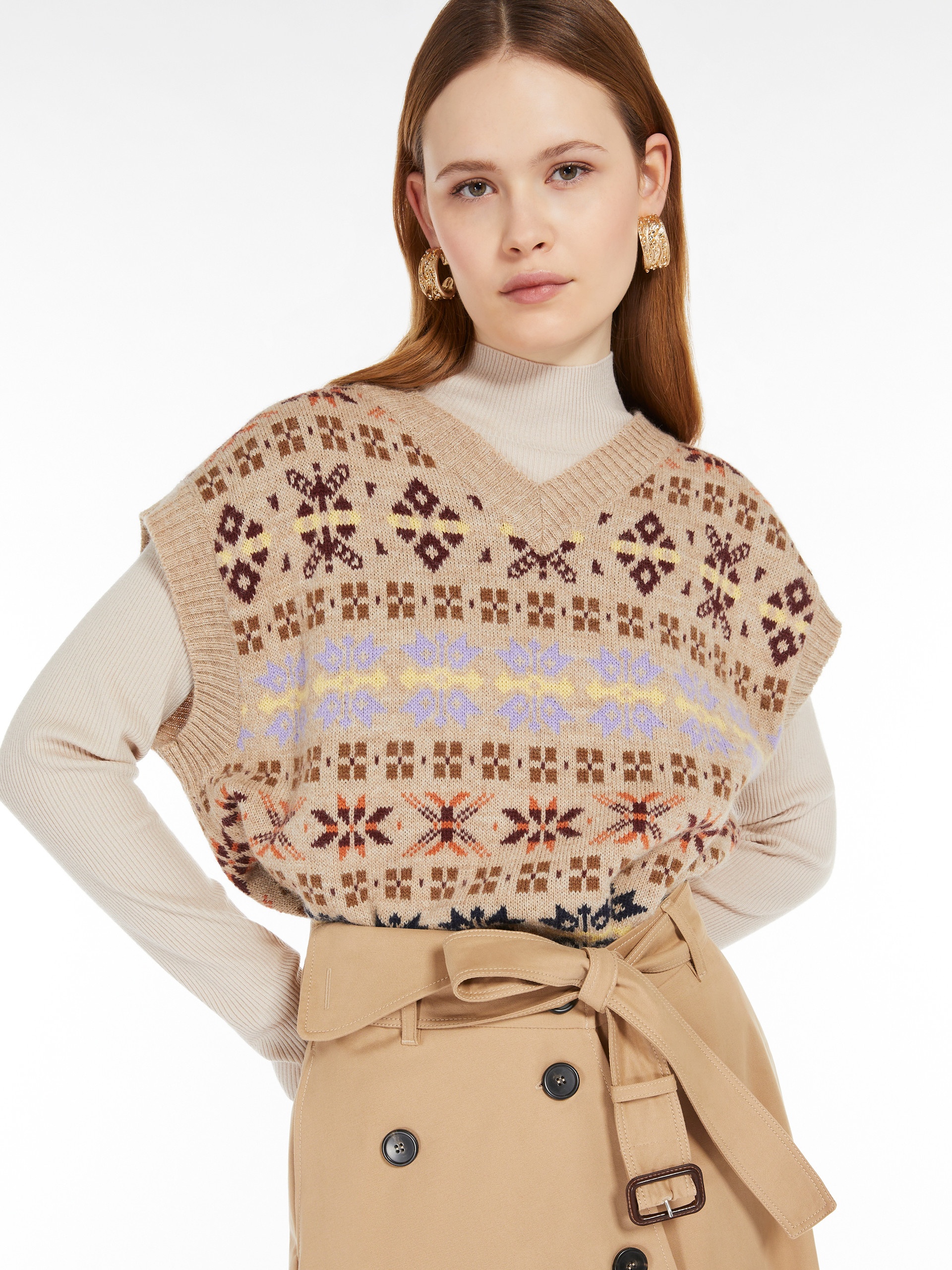 VALVOLA Jacquard alpaca and wool gilet - 5