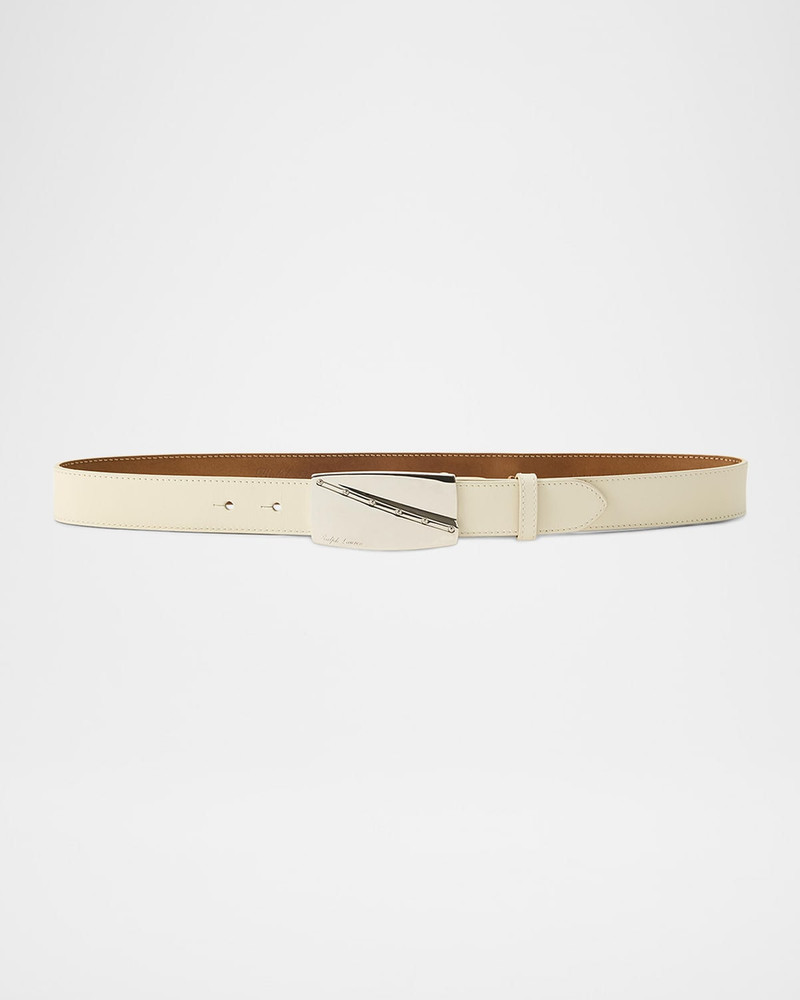 Logo Buckle Leather Belt, 30mm 1