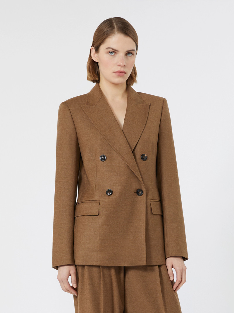 UDITORE Double-breasted wool flannel blazer - TOBACCO 3
