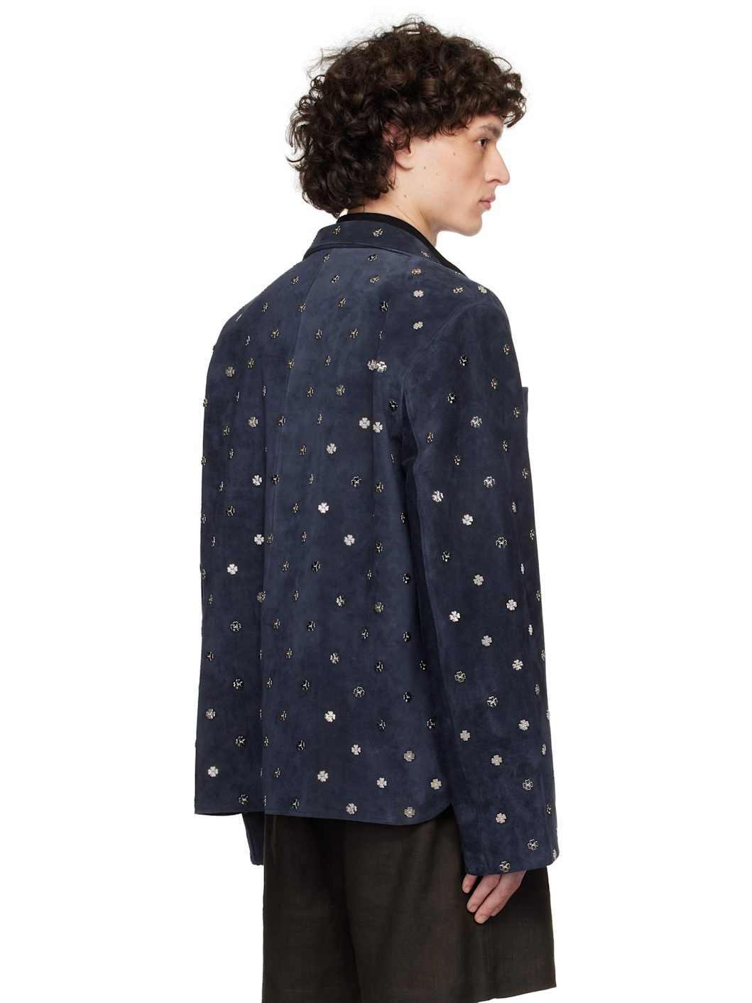 Navy Clover Suede Work Shirt - 3