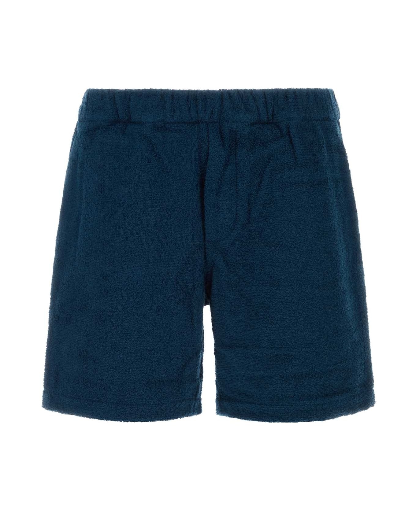 Navy Blue Terry Bermuda Shorts - 1