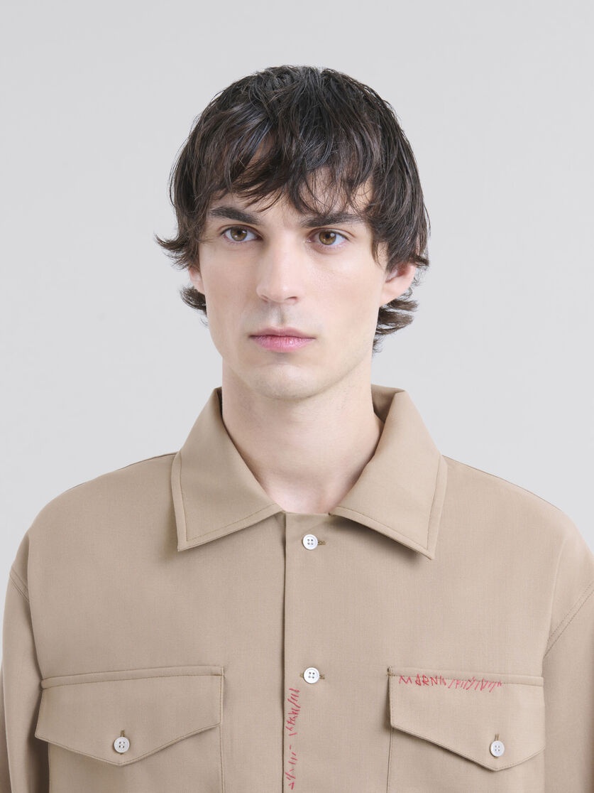 BROWN TROPICAL WOOL SHIRT WITH MARNI MENDING - 4