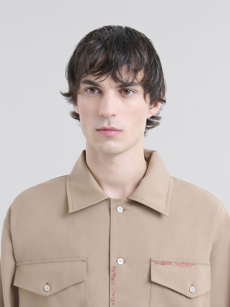BROWN TROPICAL WOOL SHIRT WITH MARNI MENDING 4