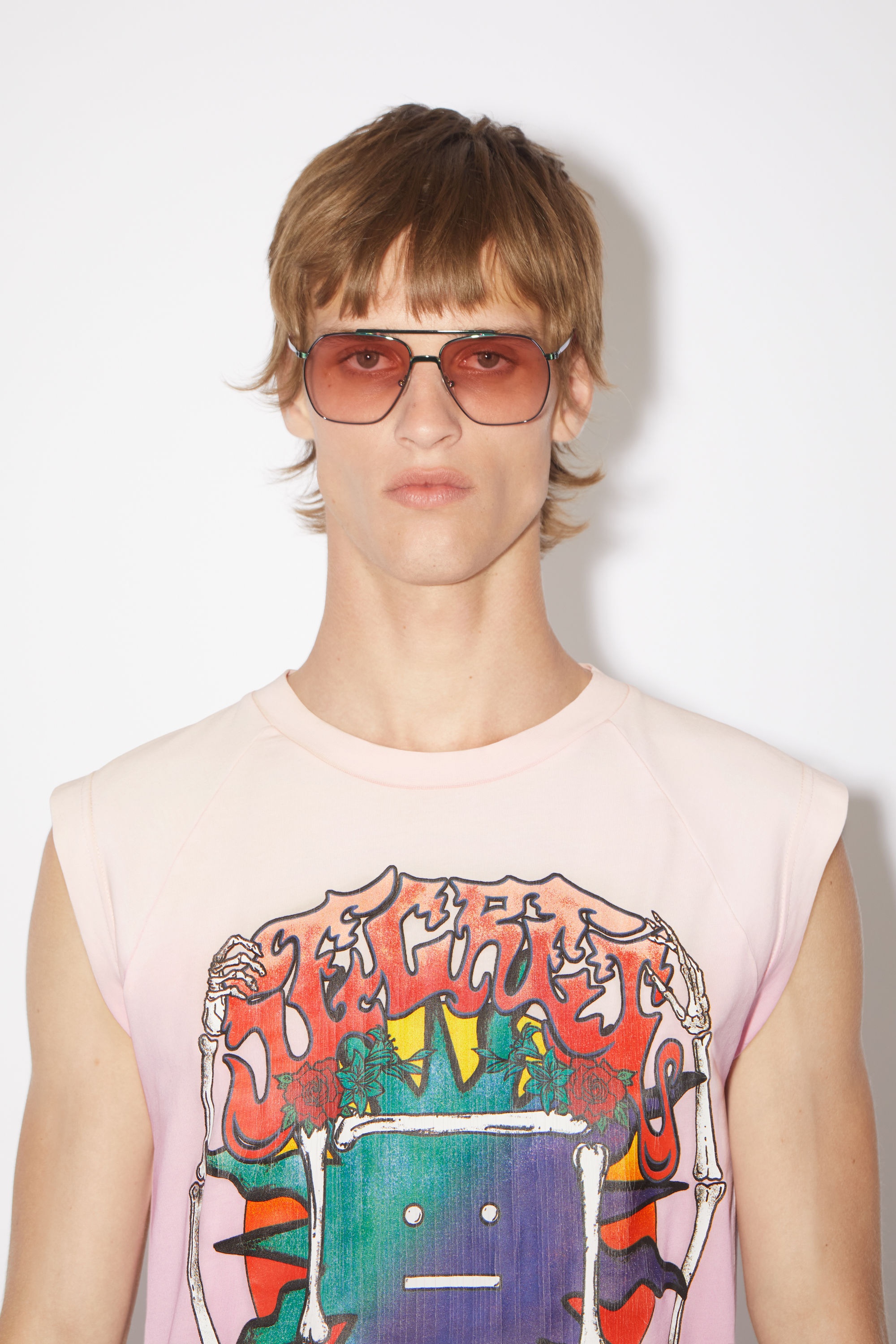 Screen print tank top - Pink/blue - 4