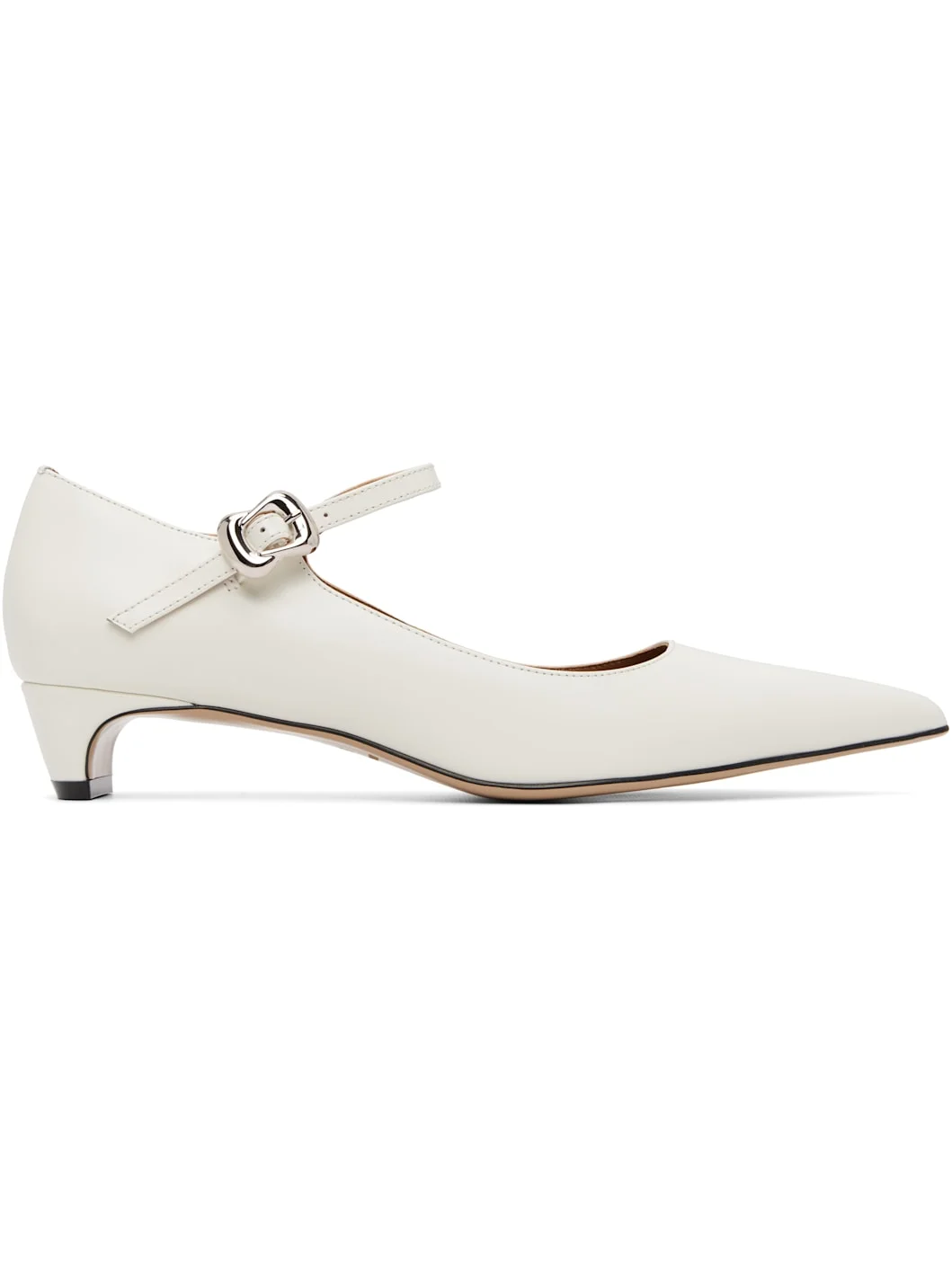 White Low-Heel Mary Jane Heels - 1