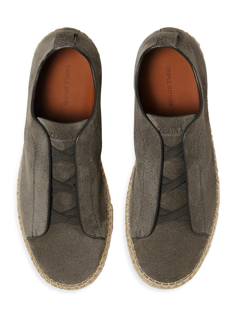 Men's Suede Triple Stitch Espadrilles Sneakers - Grey 3